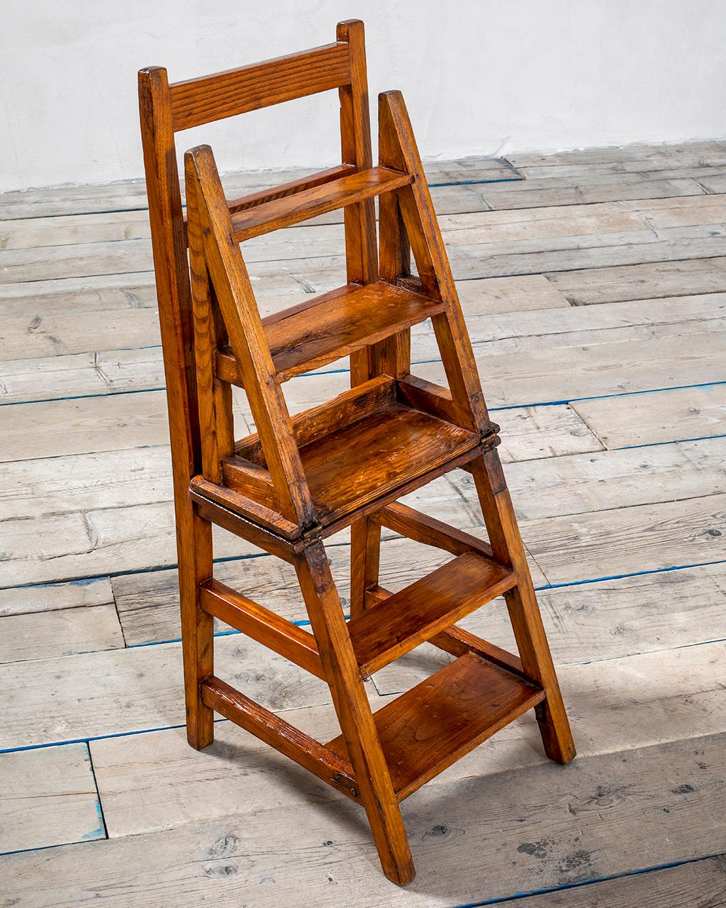 Italian 20th Century Ignazio Gardella 'attr.' Folding Ladder Chair in Wood '50s
