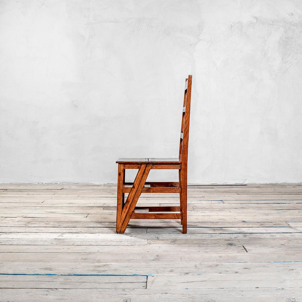 20th Century Ignazio Gardella 'attr.' Folding Ladder Chair in Wood '50s In Good Condition For Sale In Turin, Turin