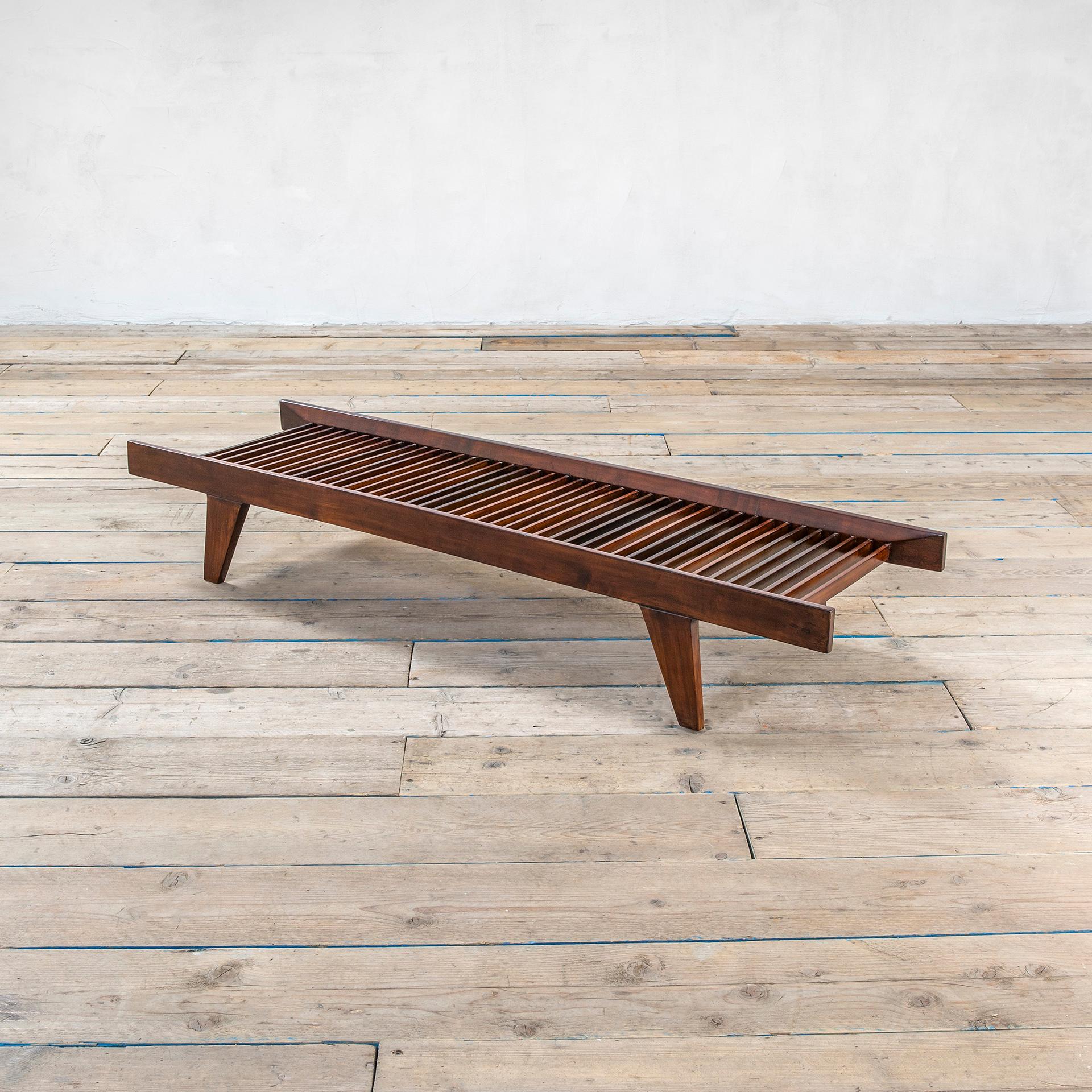 Mid-Century Modern 20th Century Ignazio Gardella 'Attr.' Wooden Framed Bench with Cirular Cushions