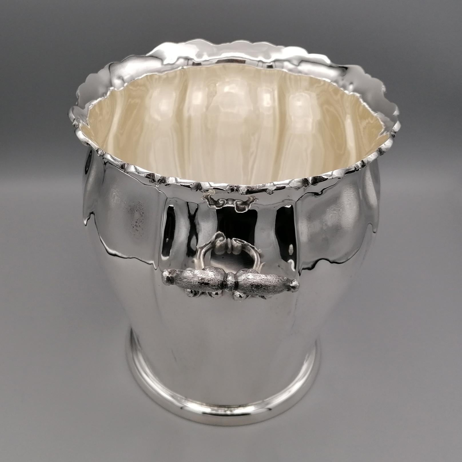 Silver 20th Century IItalian Baroque Style Champagne Bucket and Ice Bucket For Sale