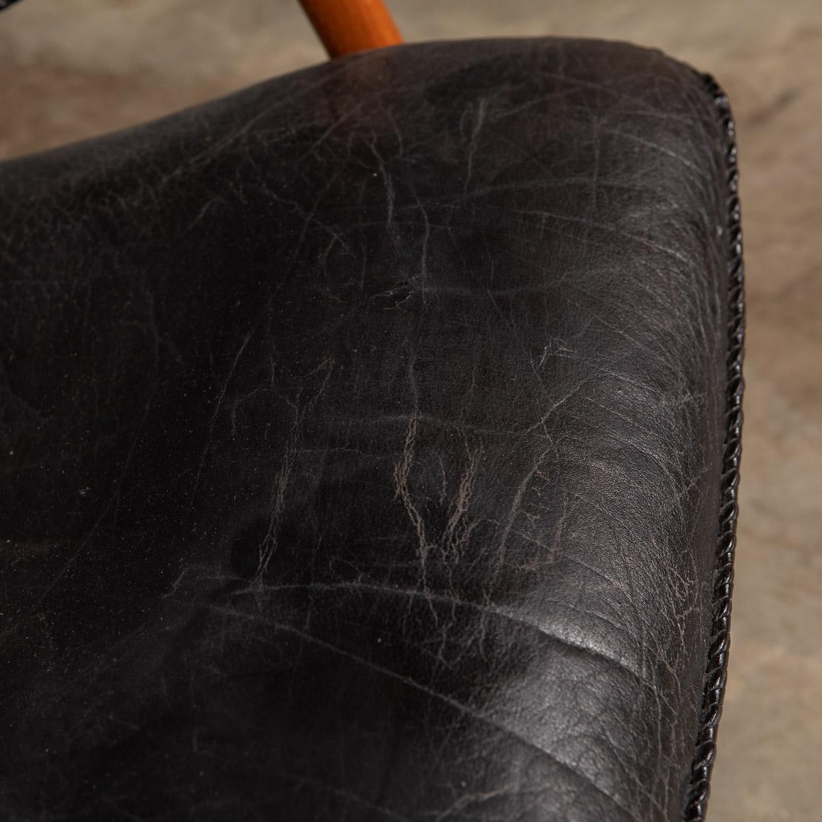 20th Century Ikea Black Leather & Teak Chair, 1960s 9
