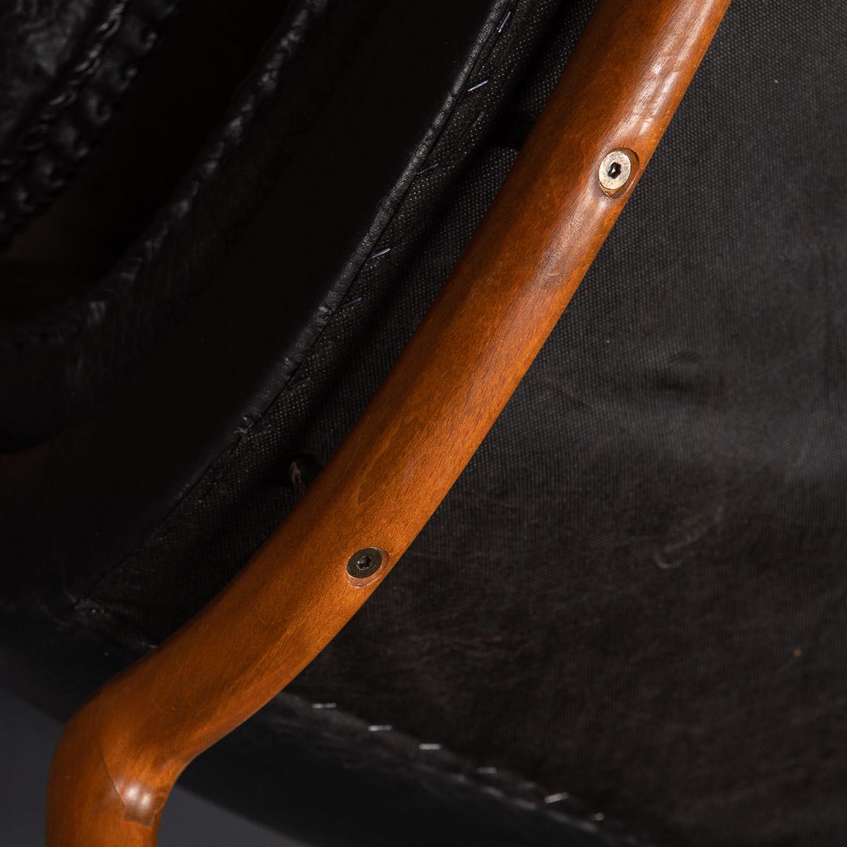 20th Century Ikea Black Leather & Teak Chair, 1960s 12