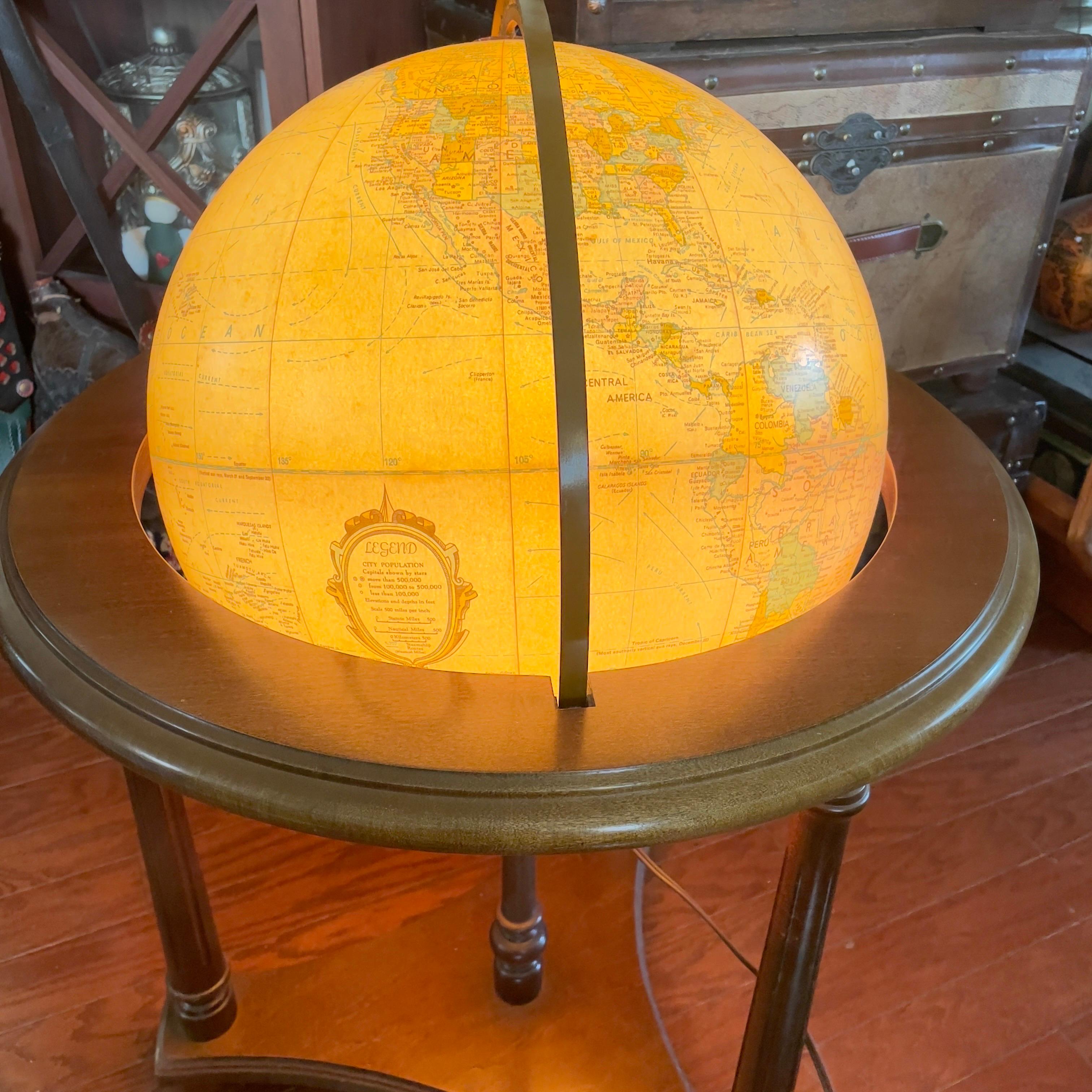 20th Century Illuminated Replogle Globes, Inc. Globe and Stand- 2 Pieces For Sale 2
