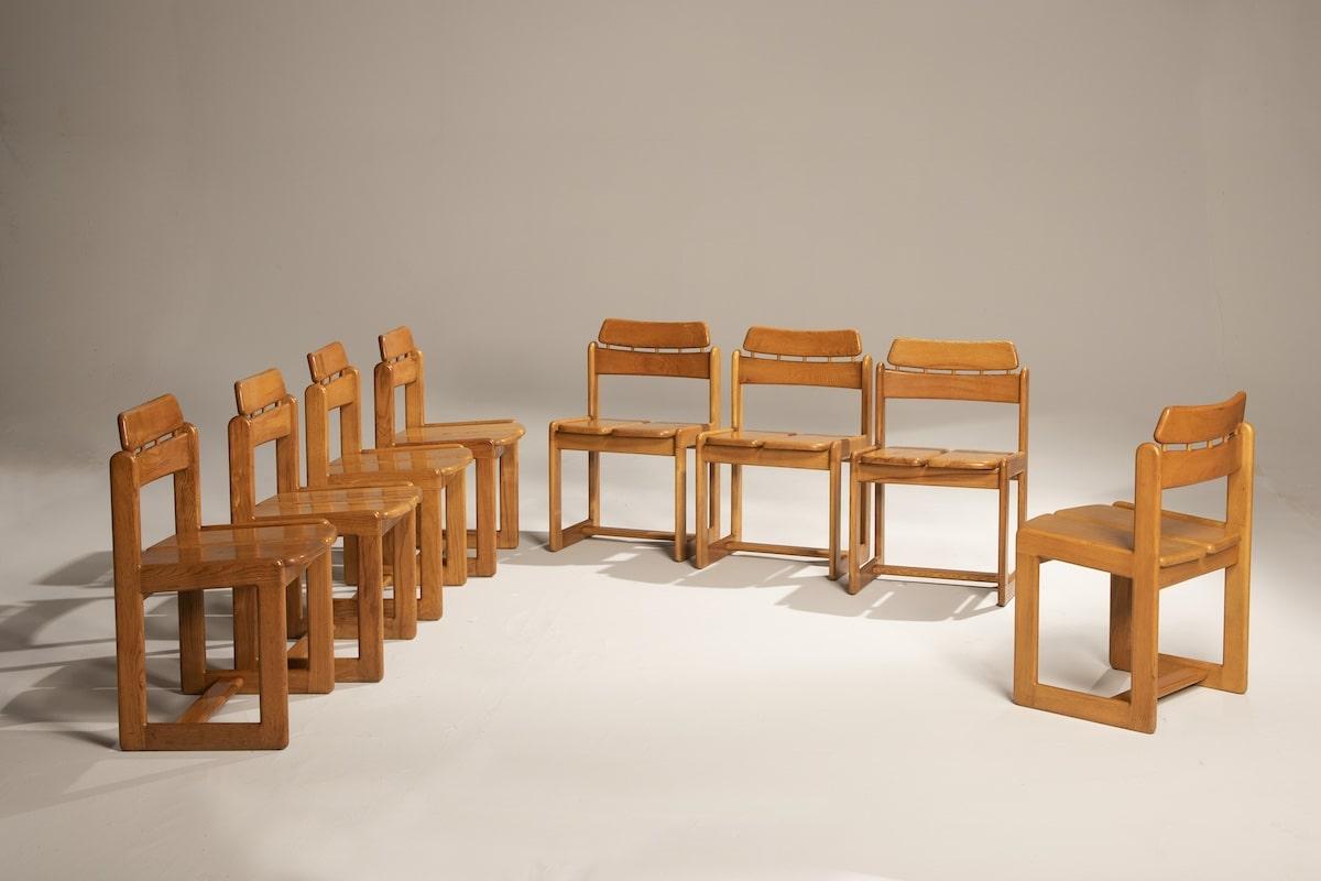 italien 20e siècle, Ilmari Tapiovaara pour Fratelli Montina Ensemble de 8 chaises en vente