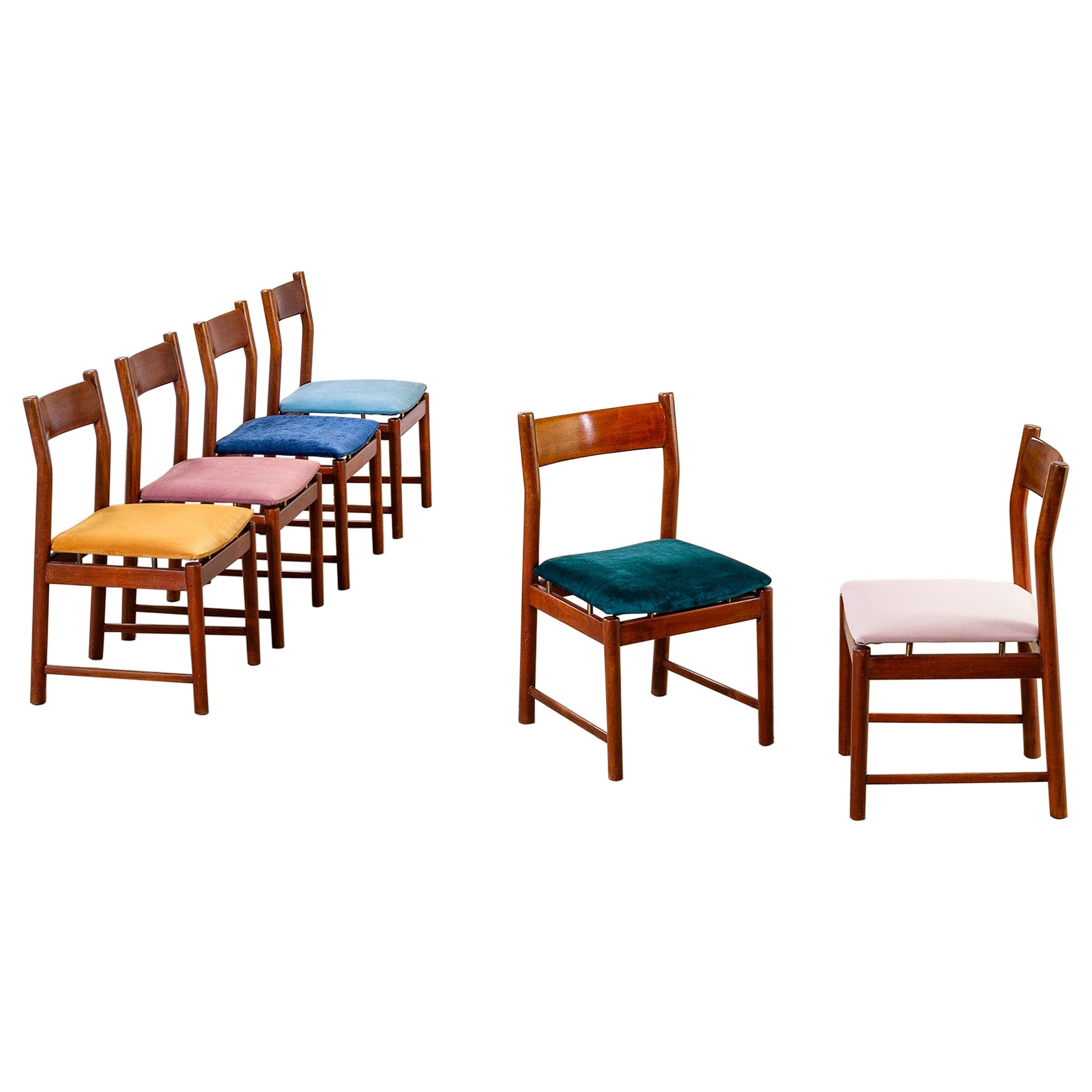 20e siècle, Ilmari Tapiovaara Ensemble de six chaises en bois, 1960 en vente