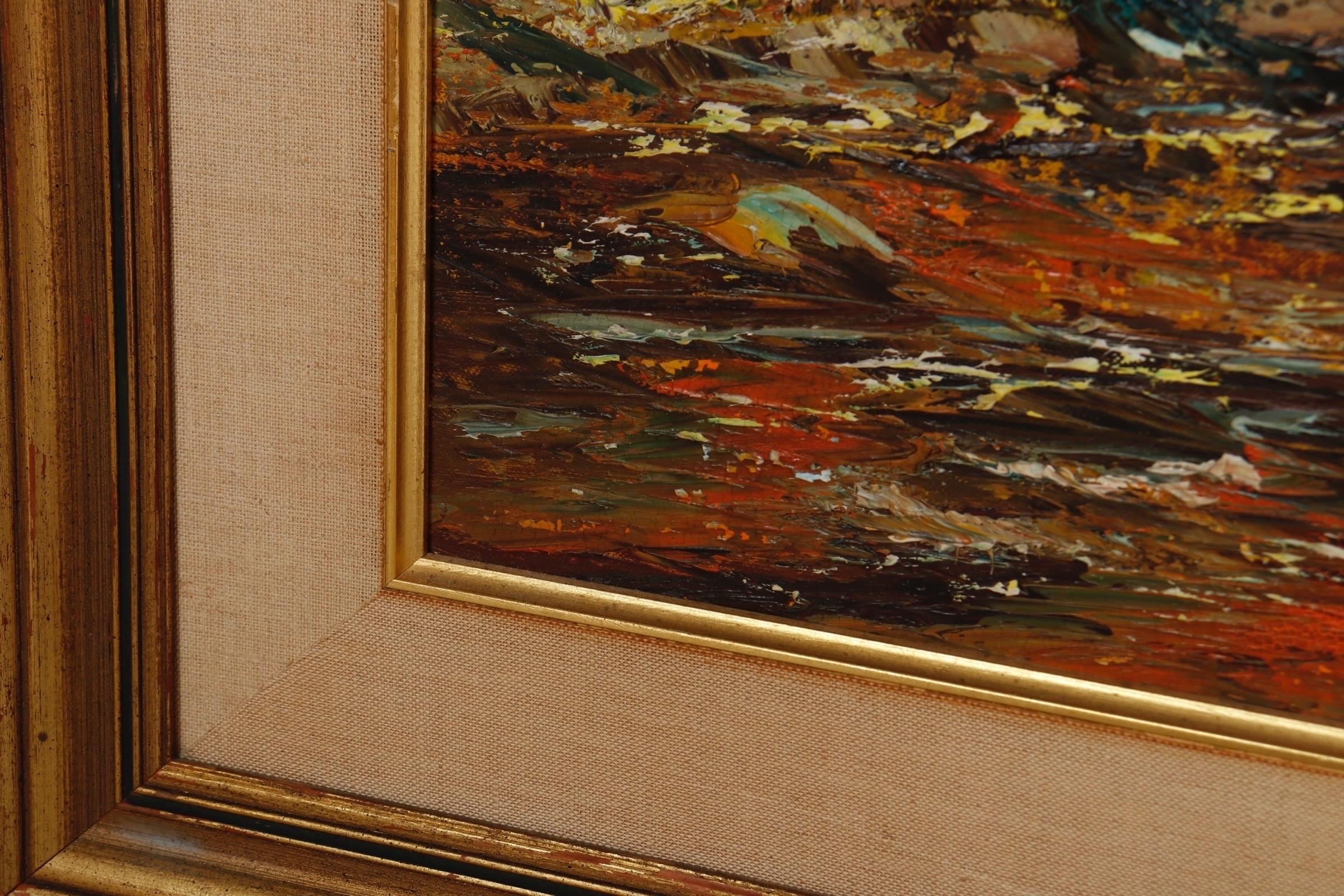Canvas 20th Century Impasto Forest Painting For Sale