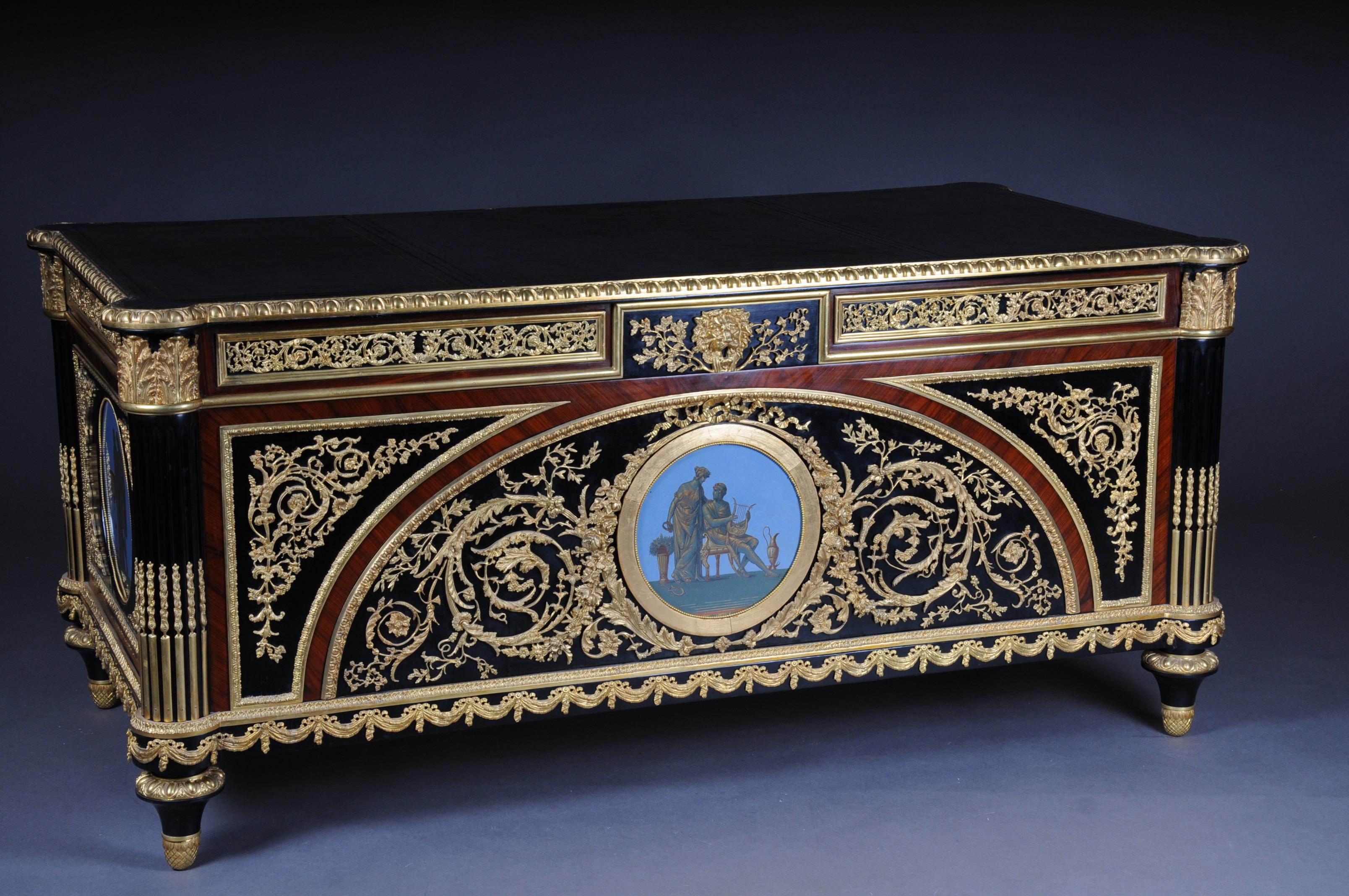 Gilt 20th Century Imperial Bureau Plat / Writing Desk in the Style of Louis XVI For Sale
