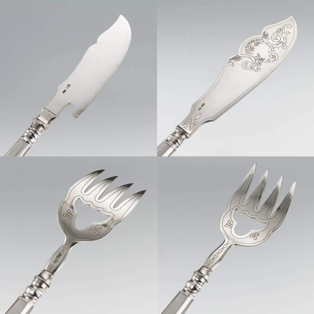 20th Century Imperial Russian Silver Caviar and Fish Cutlery Set, circa 1900 5