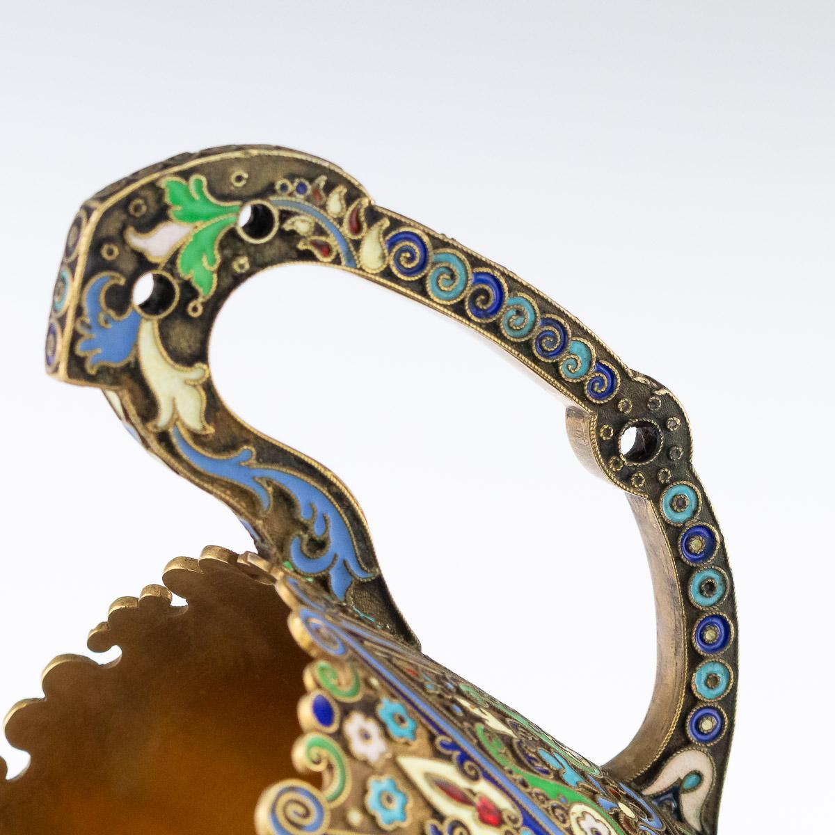 20th Century Imperial Russian Silver-Gilt Enamel Tea Glass Holder, circa 1910 8