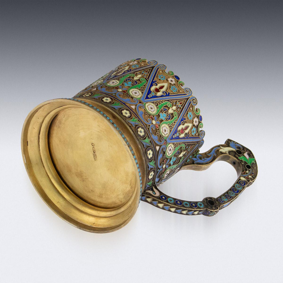 20th Century Imperial Russian Silver-Gilt Enamel Tea Glass Holder, circa 1910 1