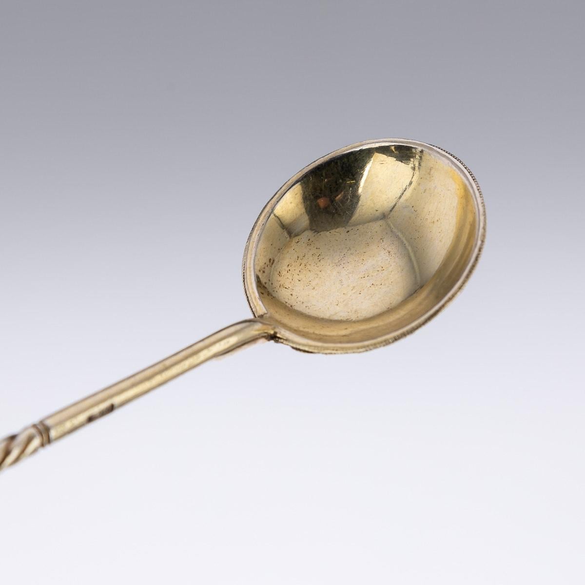 20th Century Imperial Russian Solid Silver & Enamel Spoons, 11 Artel, c.1900 7