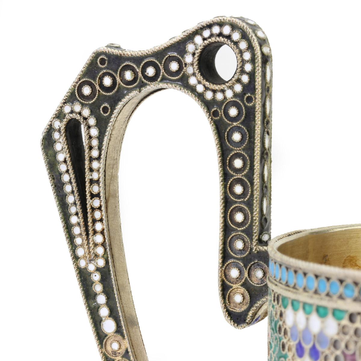 20th Century Imperial Russian Solid Silver-Gilt Enamel Tea Glass Holder, c.1900 7