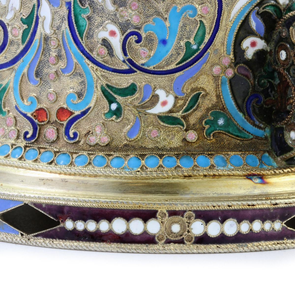 20th Century Imperial Russian Solid Silver-Gilt Enamel Tea Glass Holder, c.1900 5