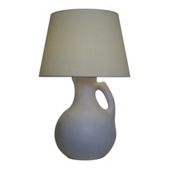 20th Century Important White Enameled Ceramic Table Lamp