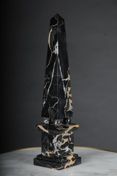 20th Century Imposing Black Marble Obelisk, Neoclassicism Style