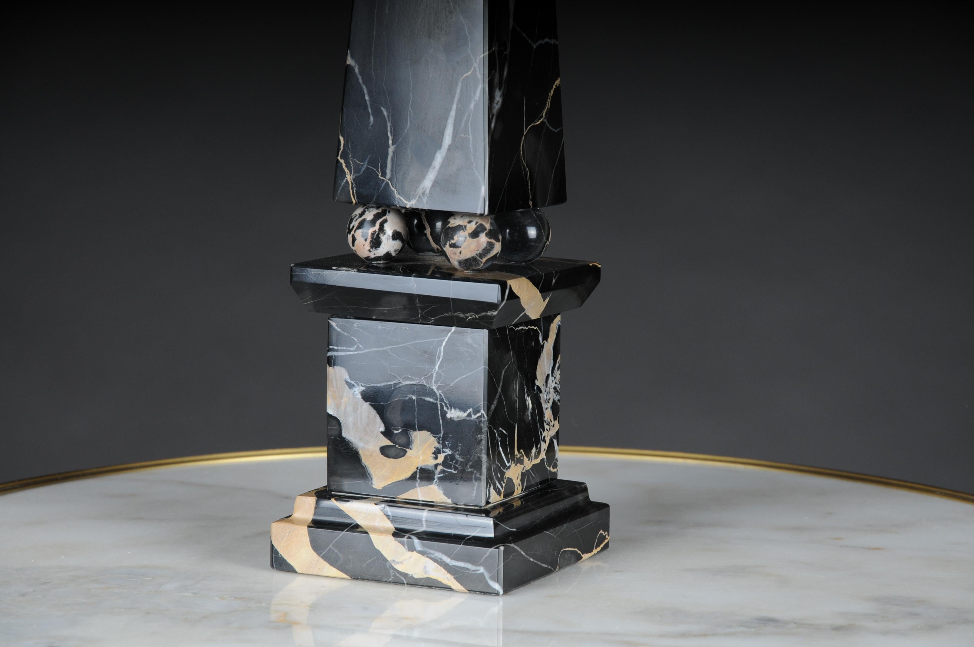 French 20th Century Imposing Black Marble Obelisk, Neoclassicism Style