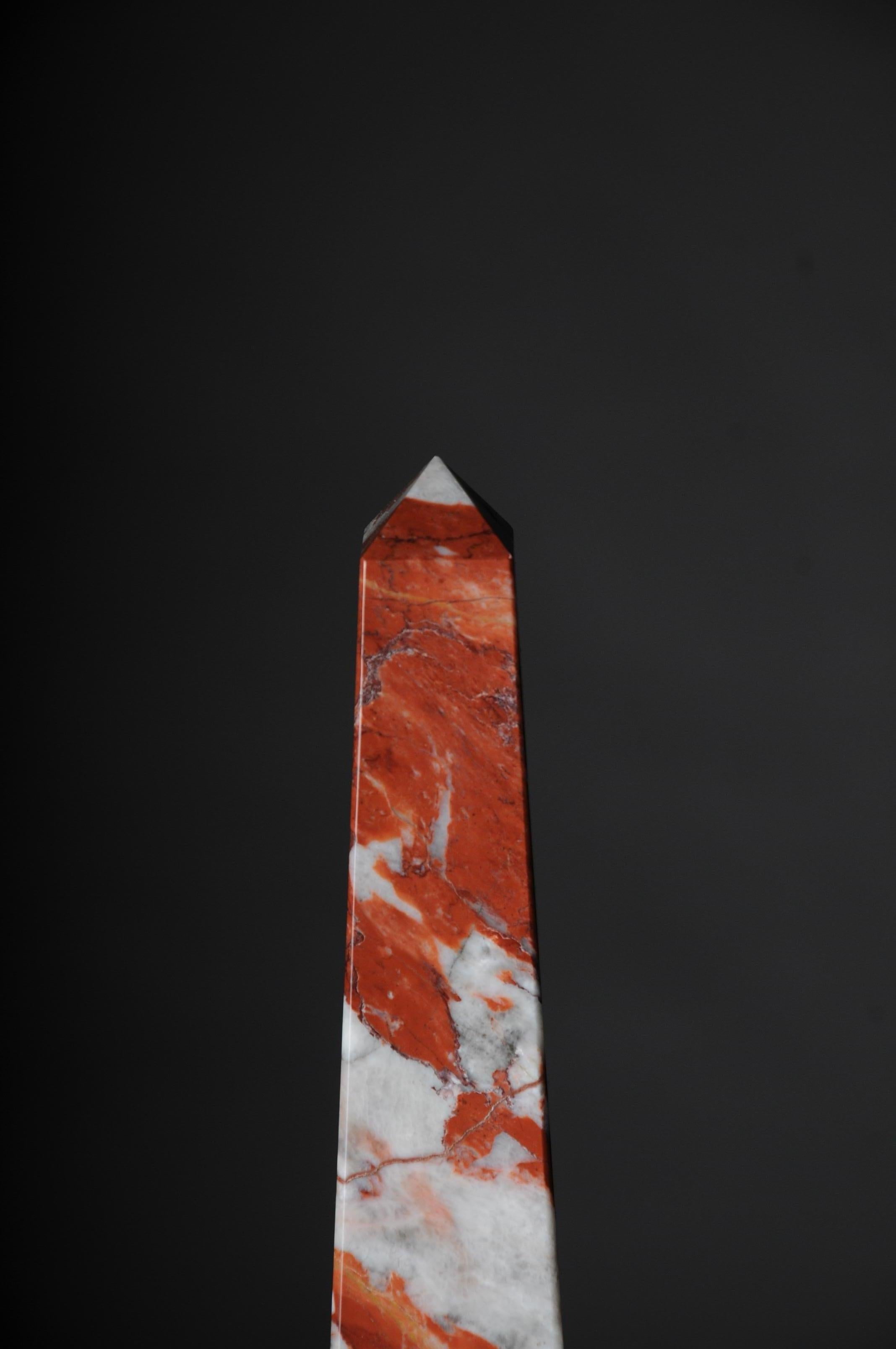 Marble 20th Century Imposing Red Obelisk, Neoclassicism Style No. 4