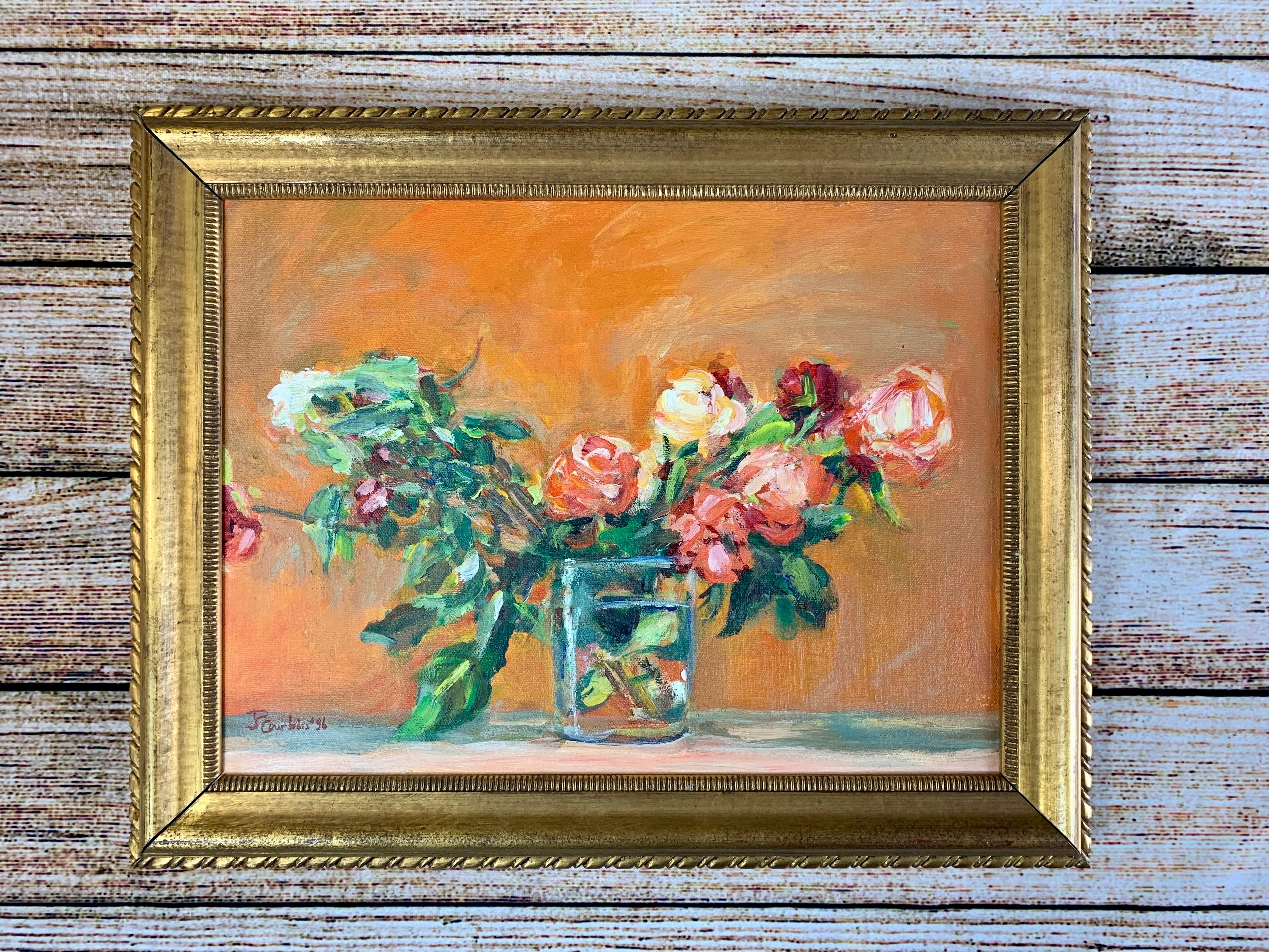Canvas 20th Century Impressionist Floral Still Life - Signed For Sale