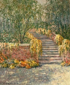 20th Century Impressionist Oil Painting Garden Landscape by Mary Lawrence