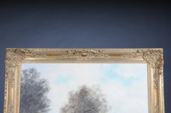 20th Century impressionist oil painting horse rider with hunting dogs, signed