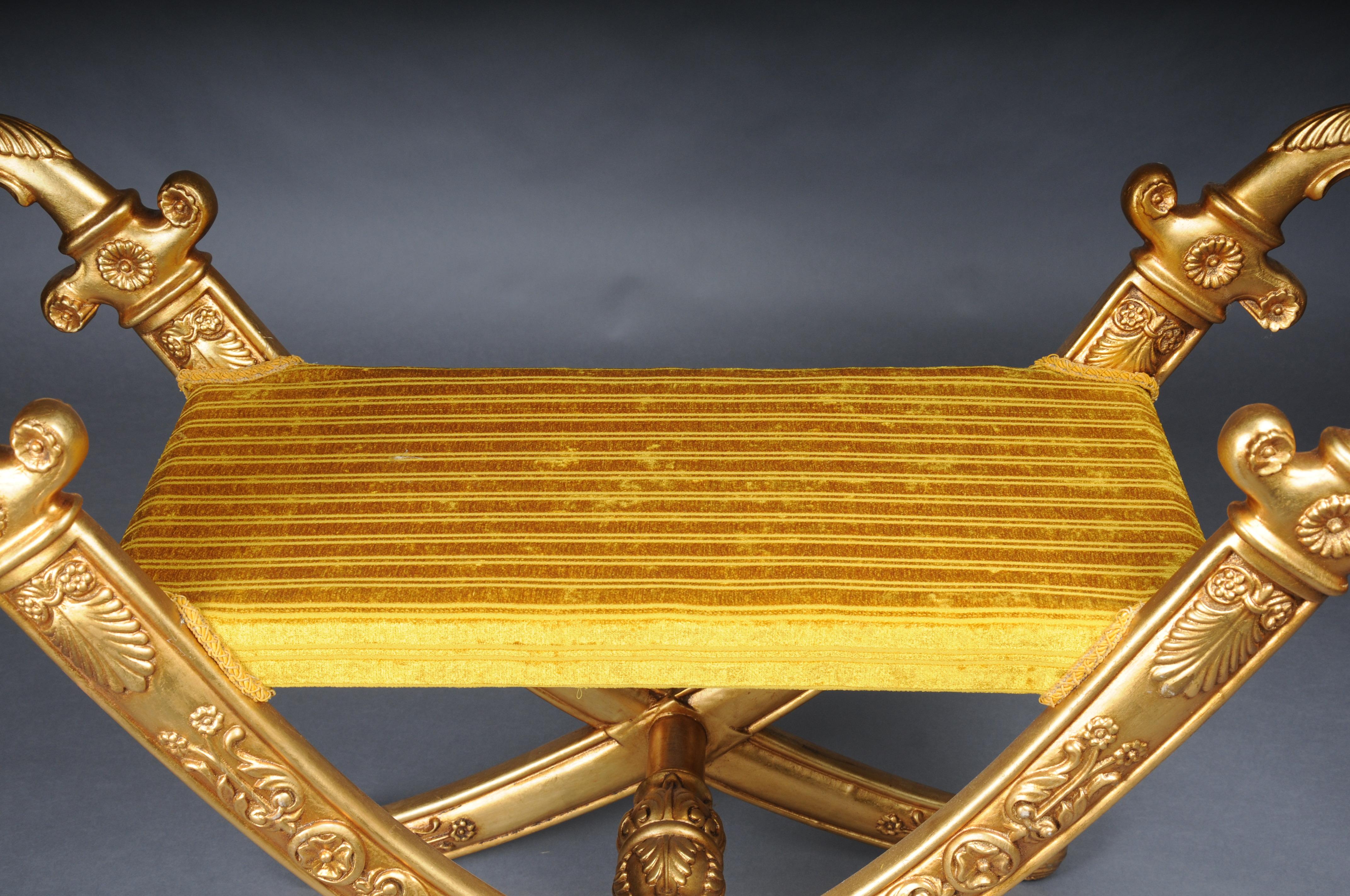 Sgabello a sciabola dell'Impero francese del XX secolo, legno di faggio, oro. in vendita 4