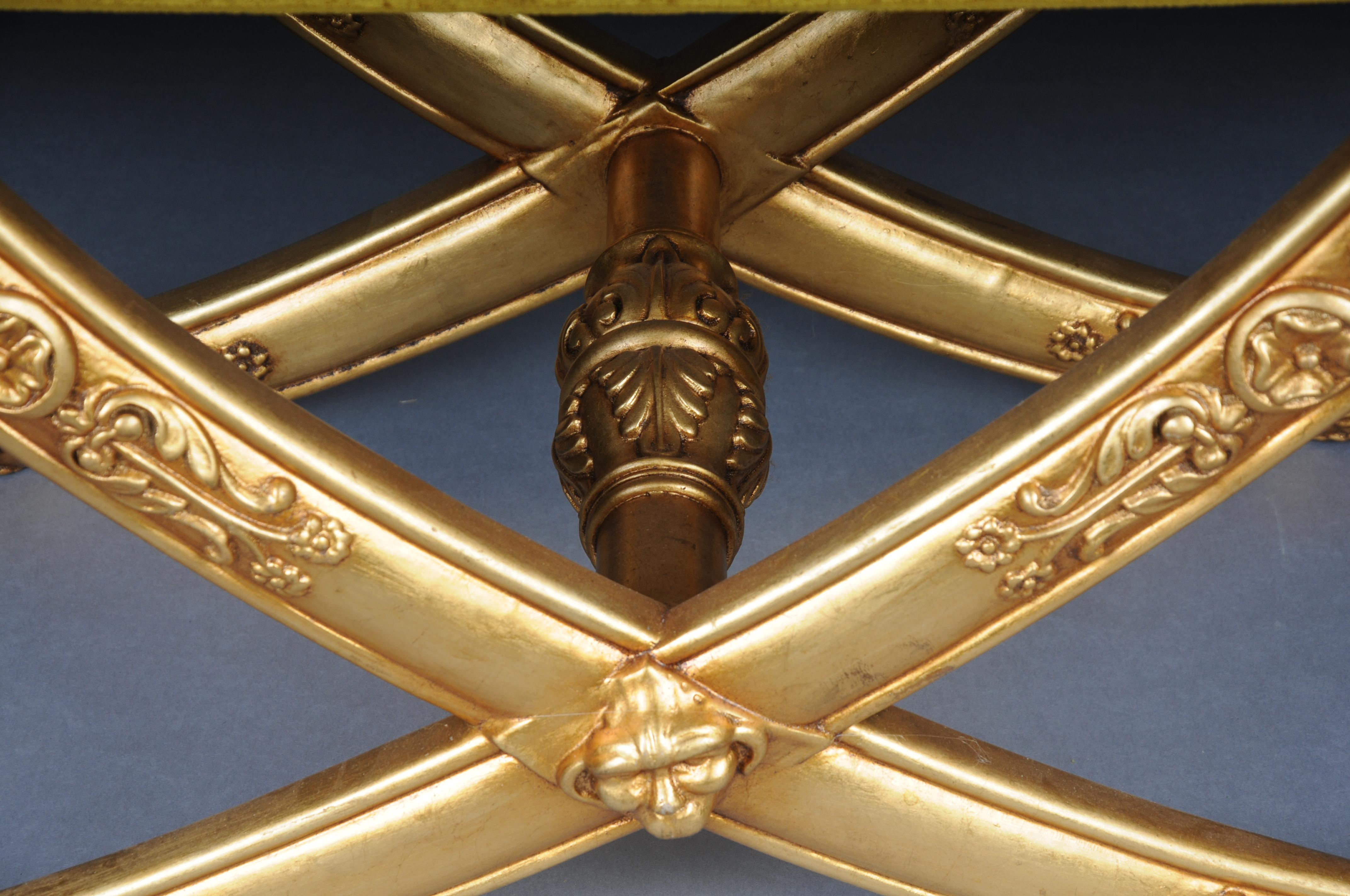 Sgabello a sciabola dell'Impero francese del XX secolo, legno di faggio, oro. in vendita 7