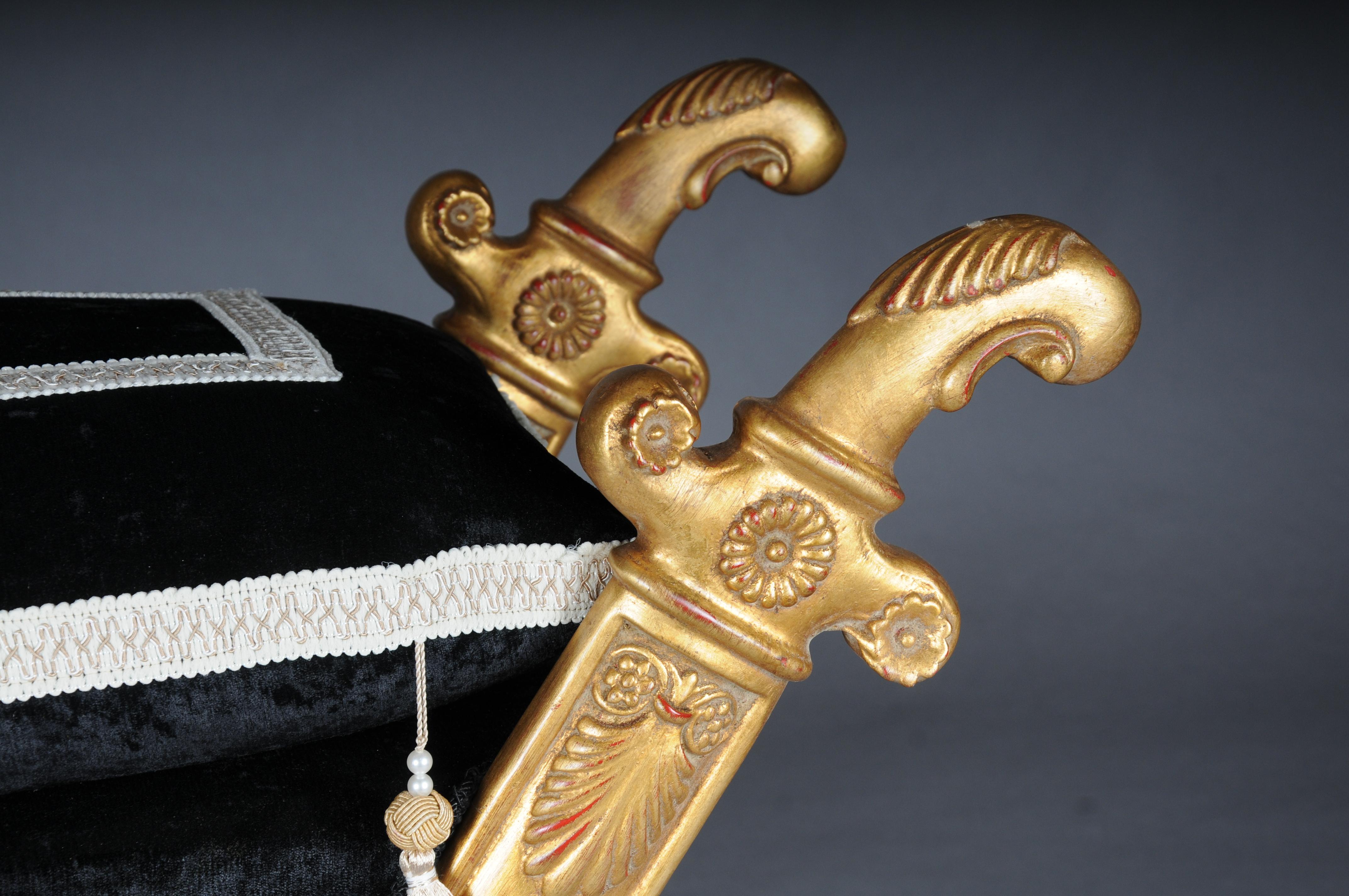 Sgabello a sciabola dell'Impero francese del XX secolo, legno di faggio, oro. in vendita 7
