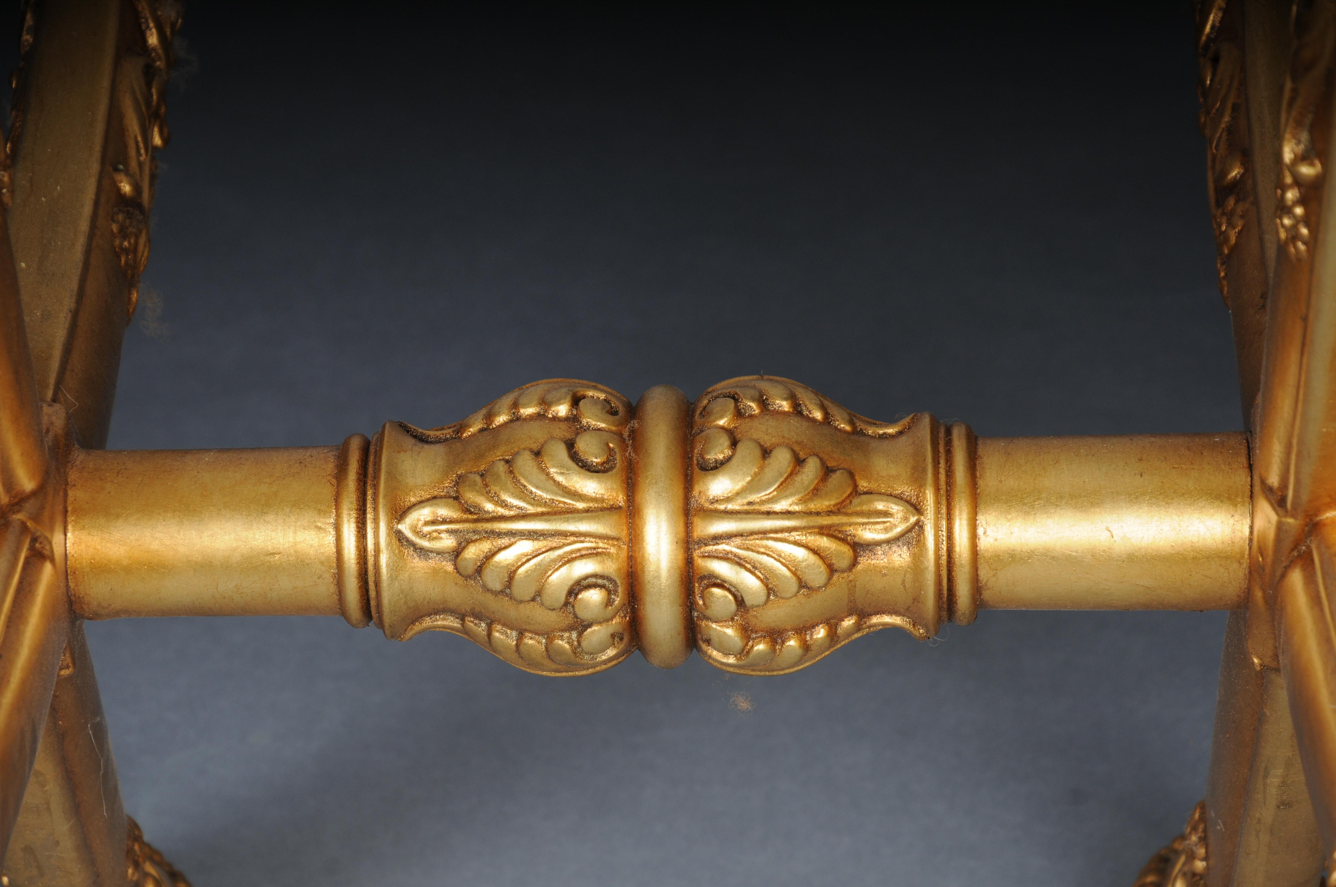 Sgabello a sciabola dell'Impero francese del XX secolo, legno di faggio, oro. in vendita 8