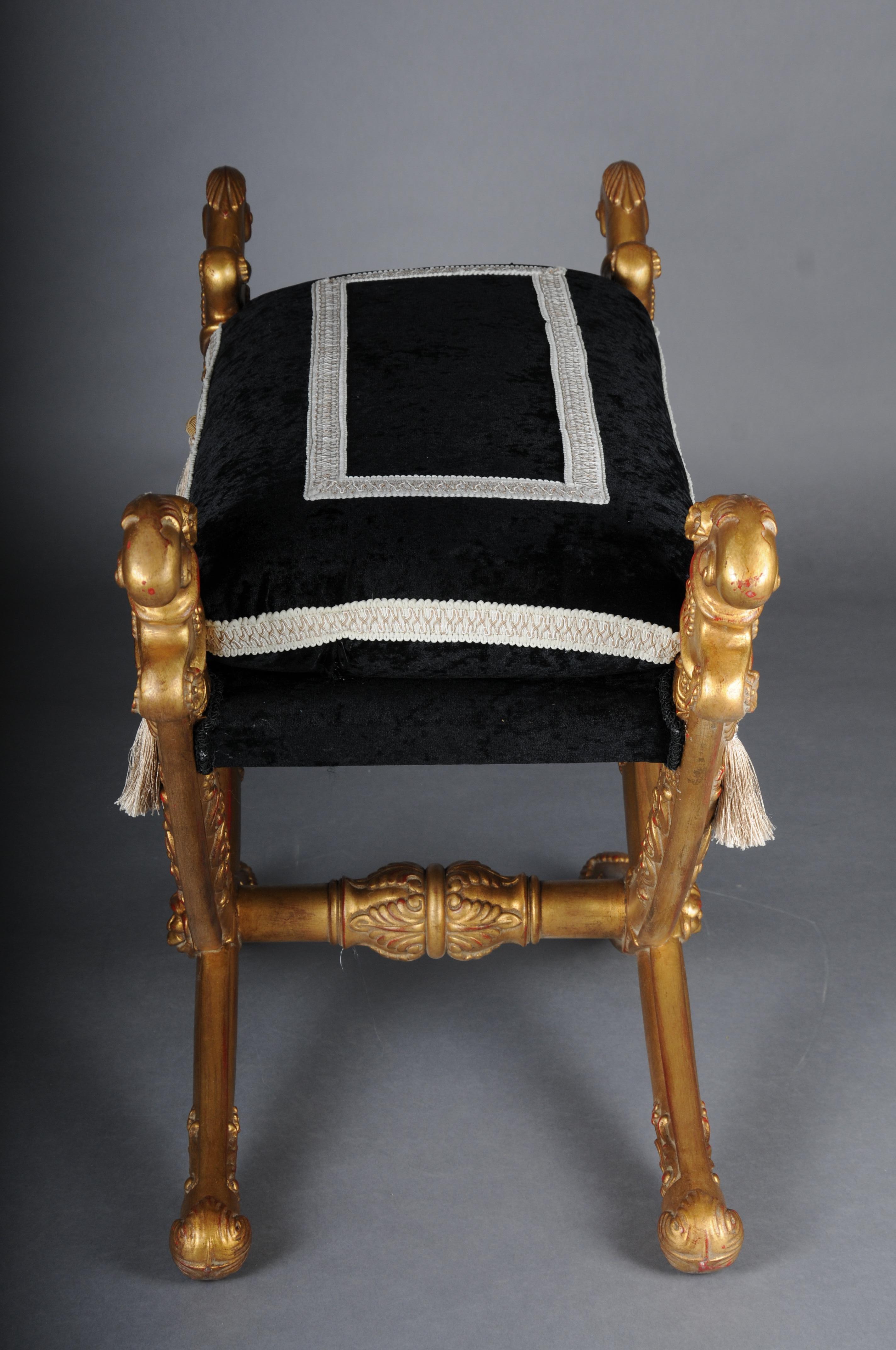 Sgabello a sciabola dell'Impero francese del XX secolo, legno di faggio, oro. in vendita 8