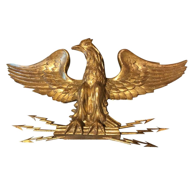 20th Century Impressive Giltwood Eagle Holding Metal Arrows at 1stDibs