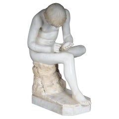 20th Century Impressive Marble Sculpture "the Thorn Extractor"/Spinario