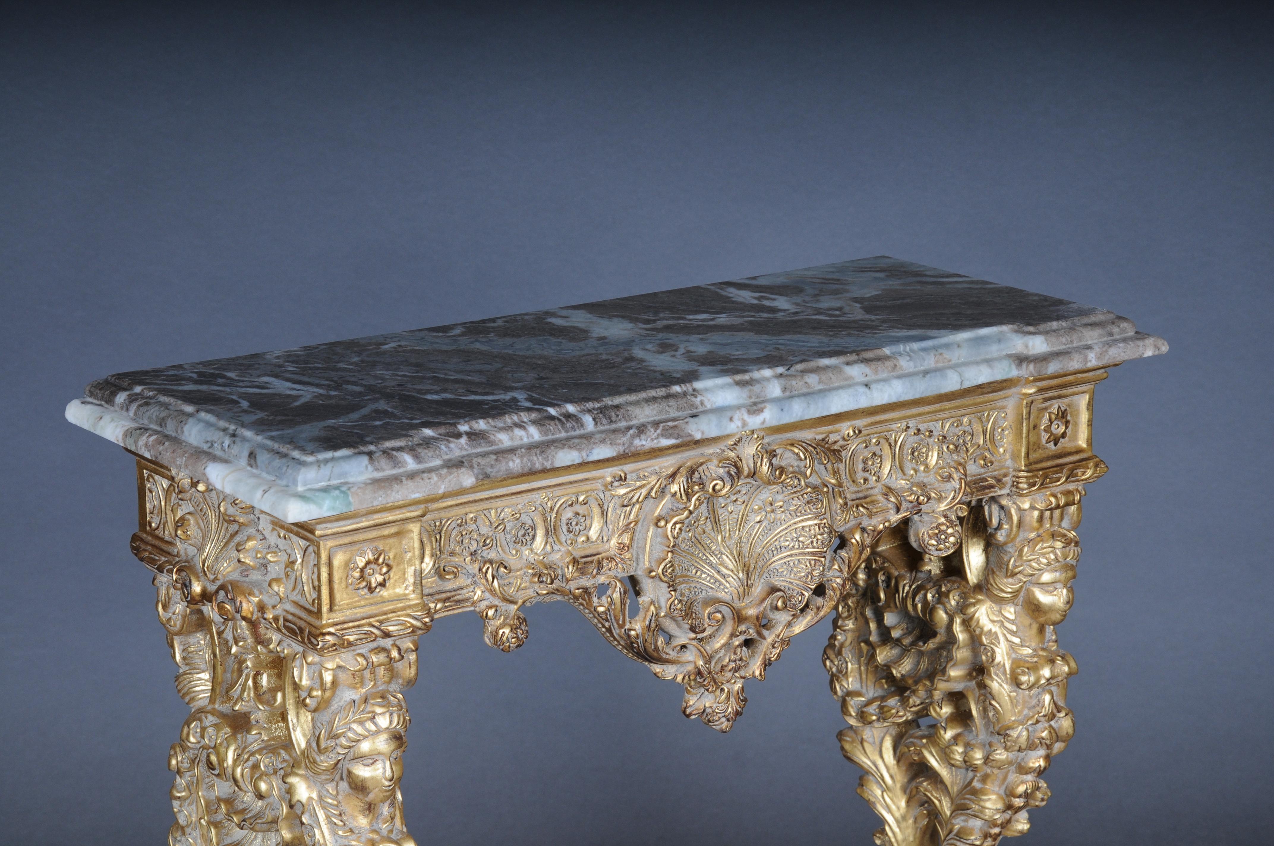 20th Century Impressive wall console gilded with marble, model after F. Linke #2 For Sale 7