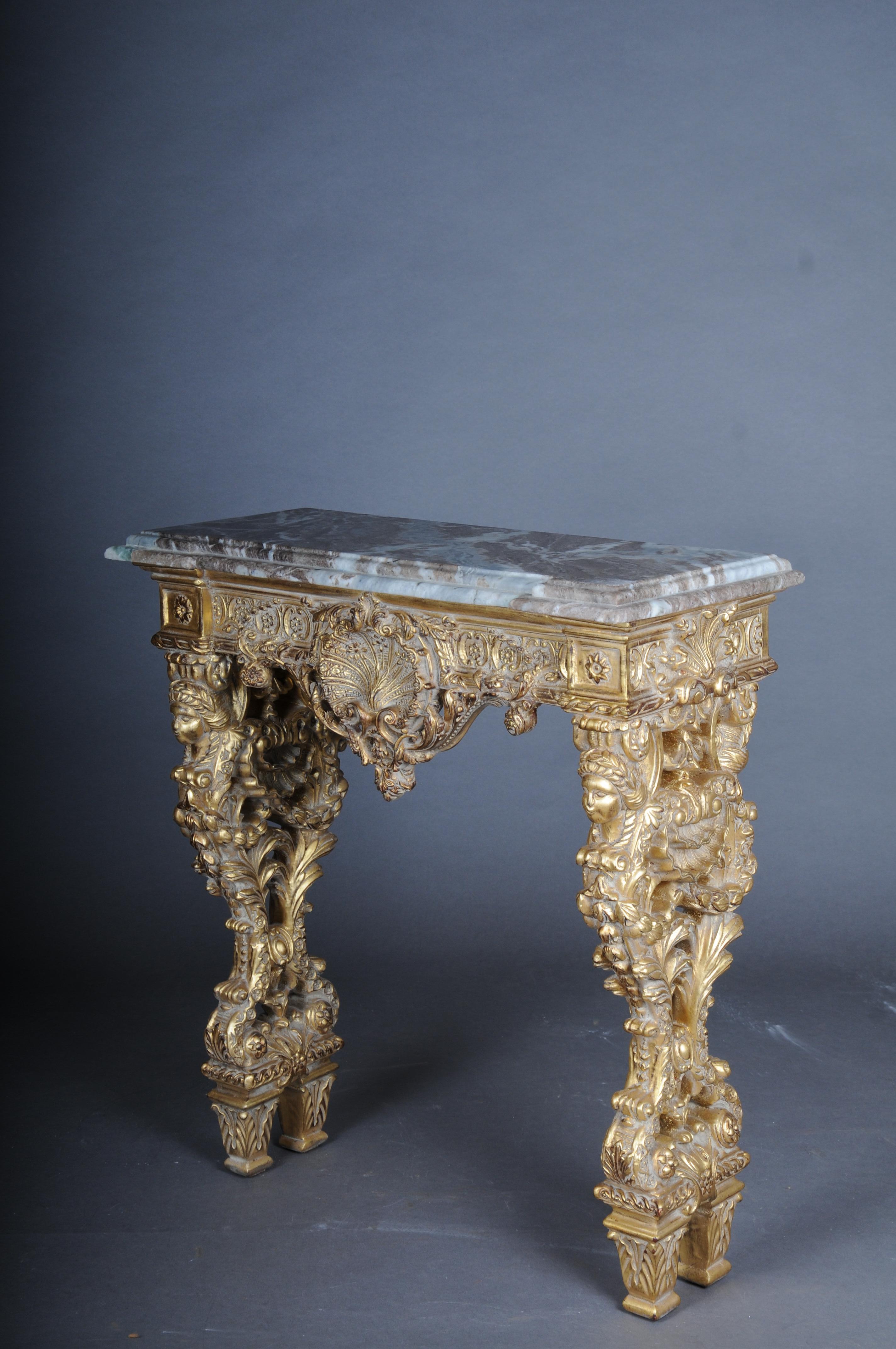 20th Century Impressive wall console gilded with marble, model after F. Linke #2 For Sale 8