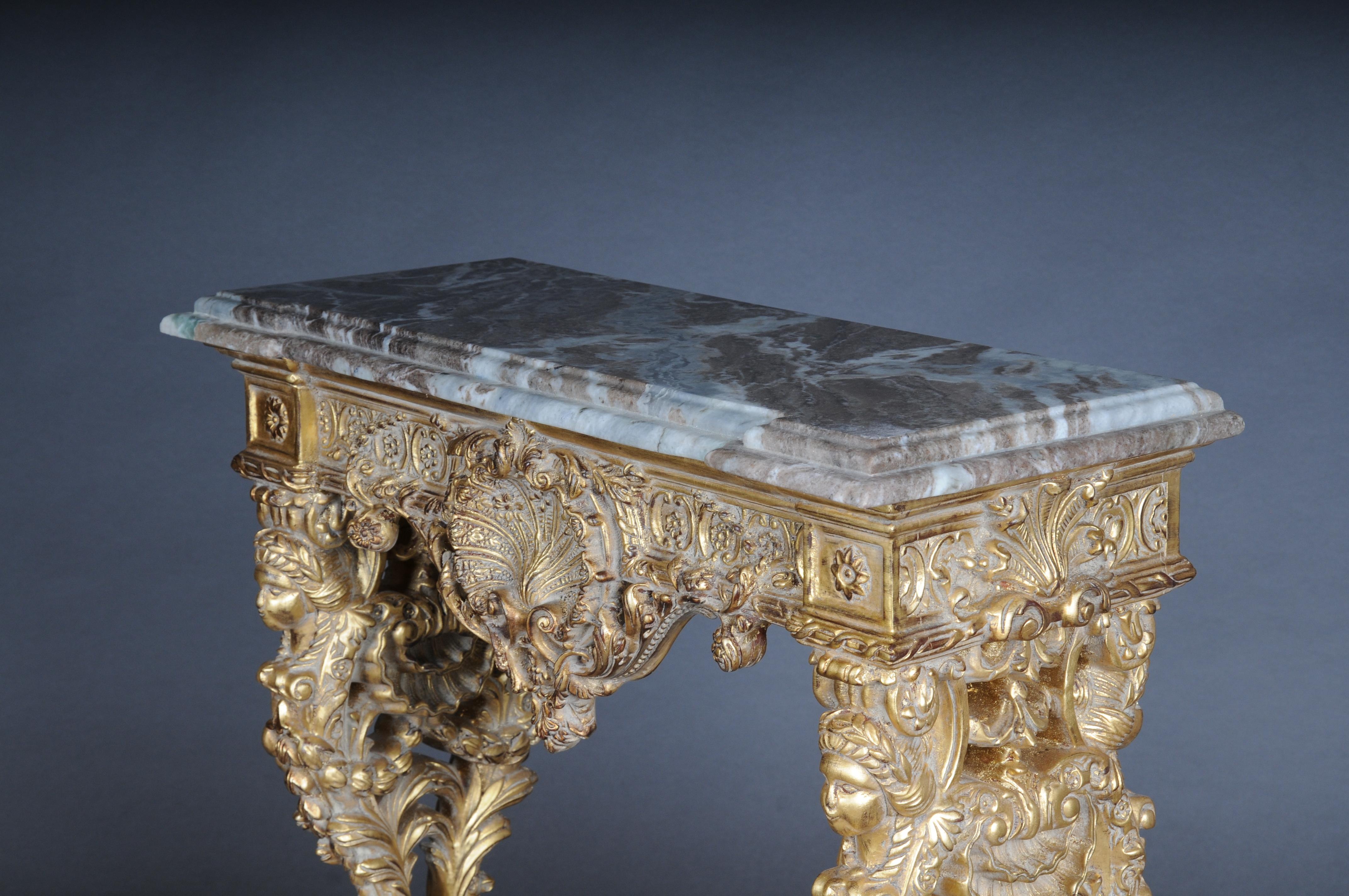 20th Century Impressive wall console gilded with marble, model after F. Linke #2 For Sale 9