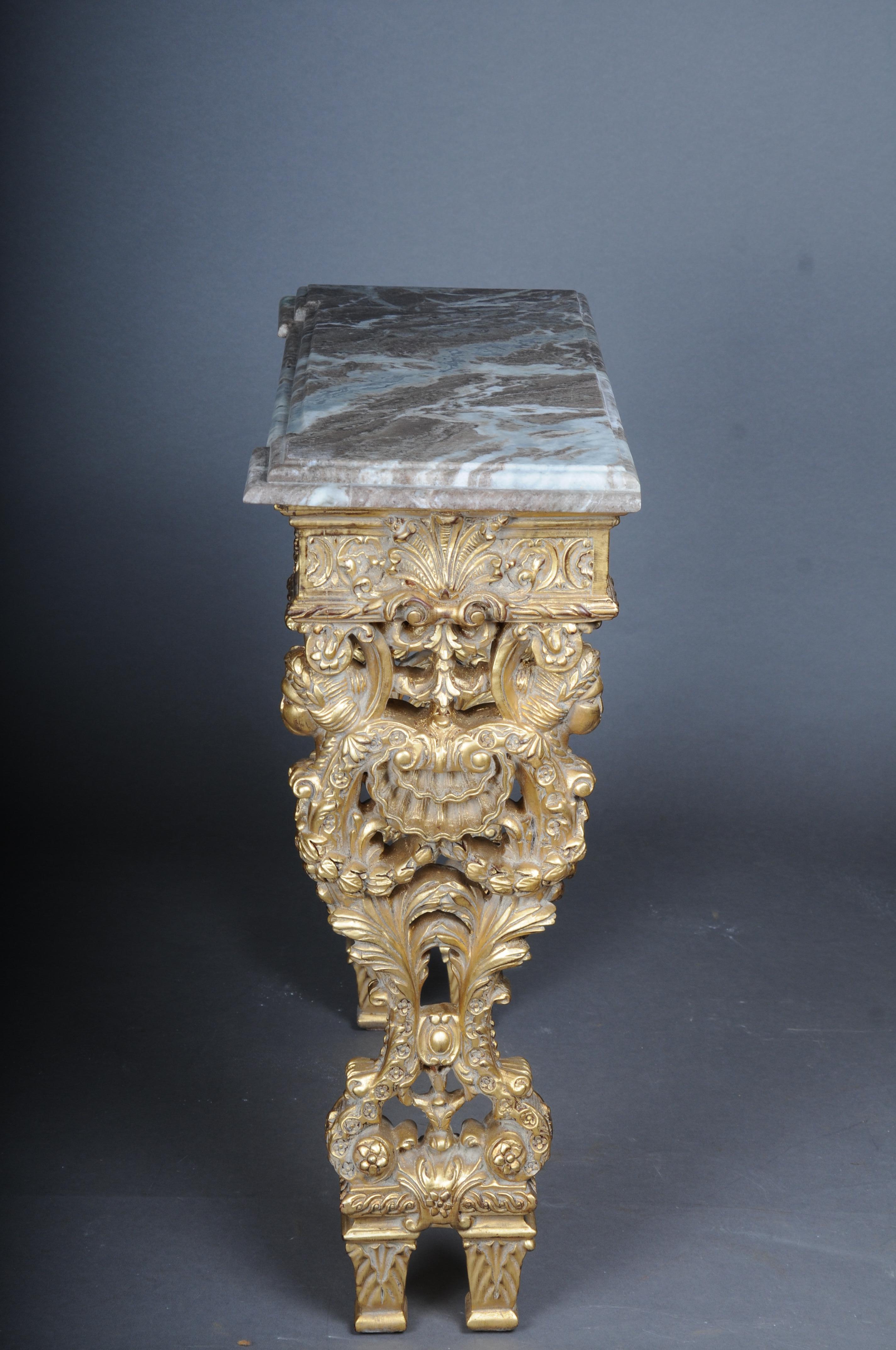20th Century Impressive wall console gilded with marble, model after F. Linke #2 For Sale 10