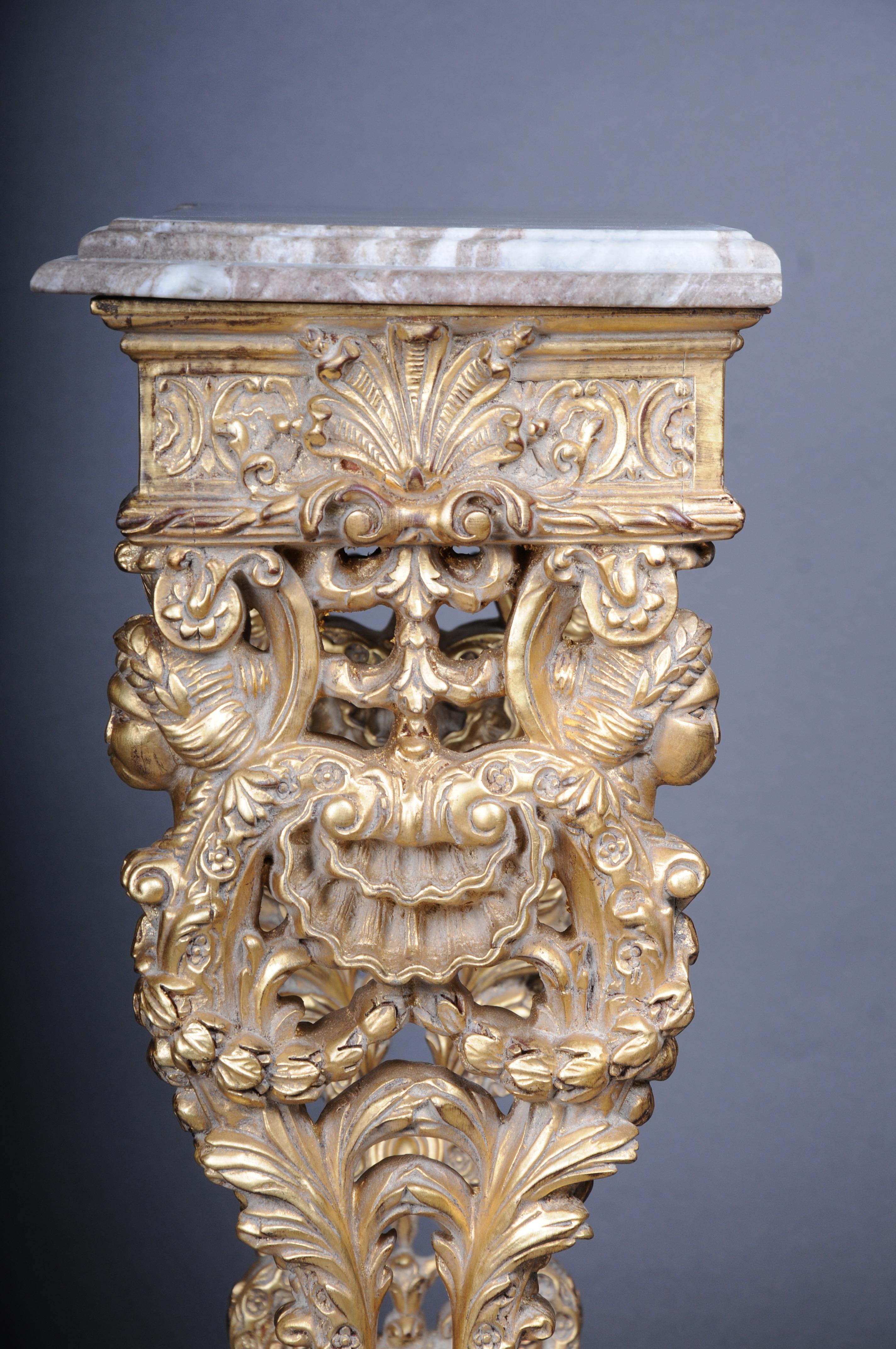 20th Century Impressive wall console gilded with marble, model after F. Linke #2 For Sale 12