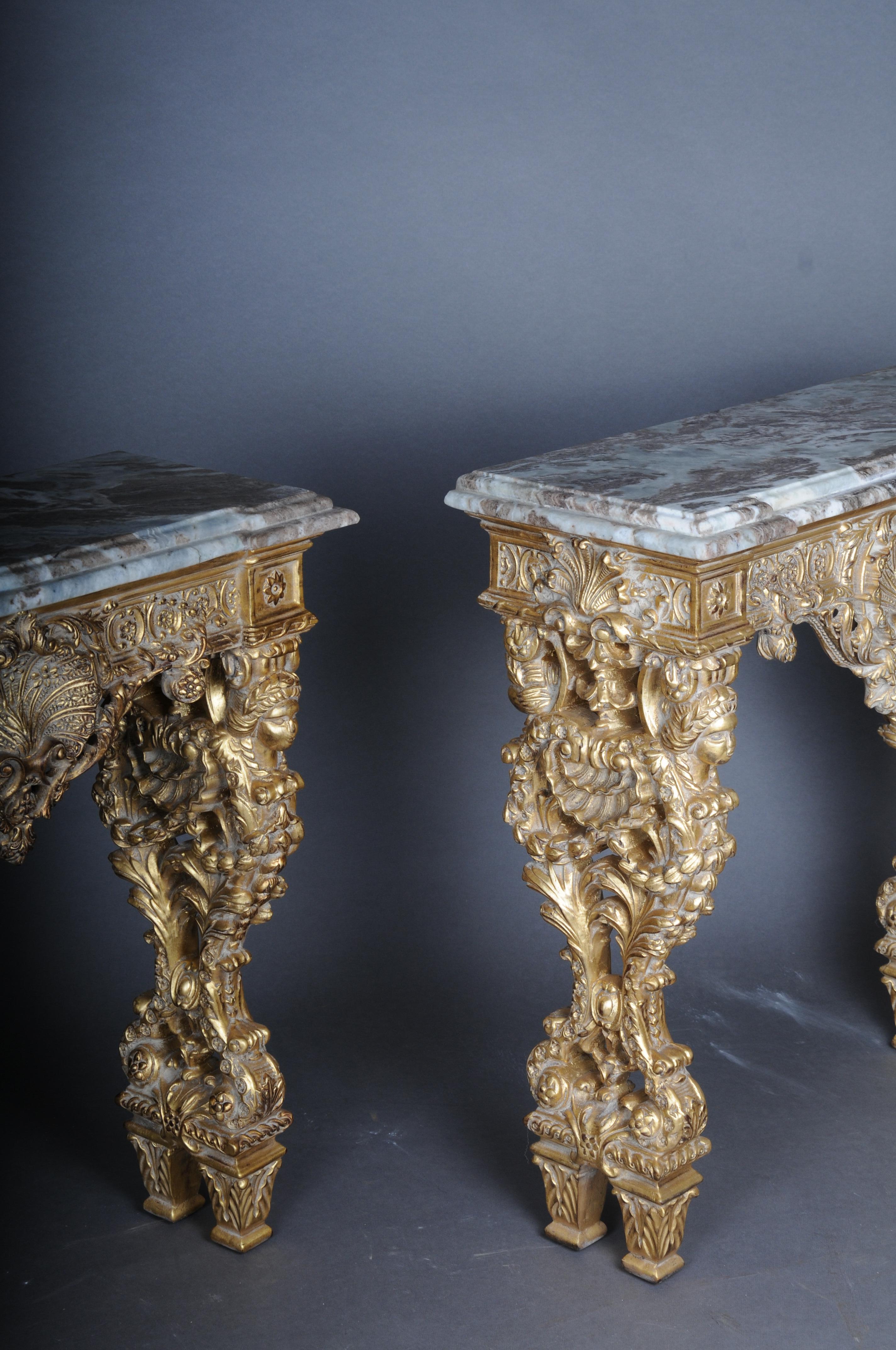 French 20th Century Impressive wall console gilded with marble, model after F. Linke #2 For Sale