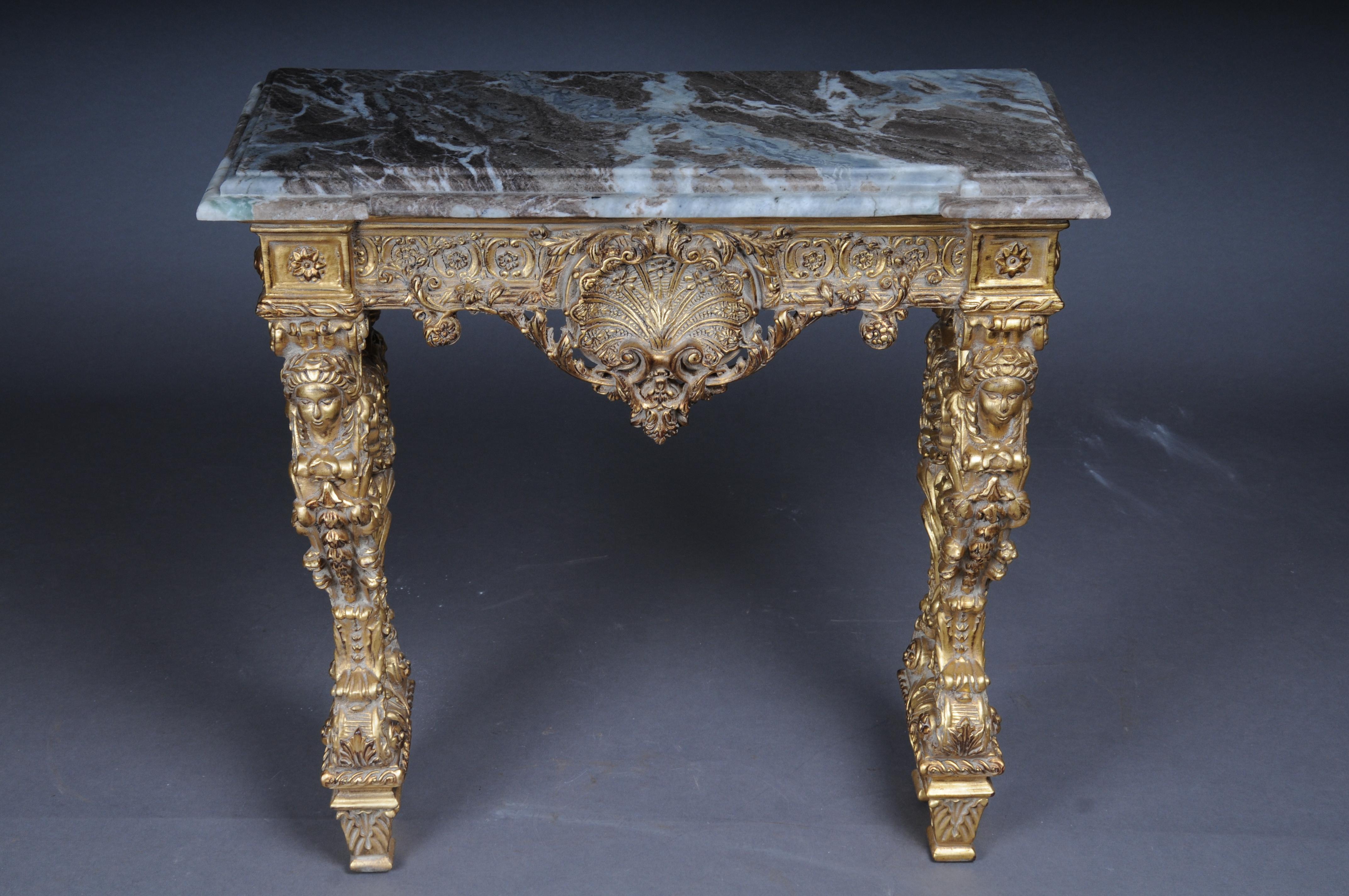 20th Century Impressive wall console gilded with marble, model after F. Linke #2 In Good Condition For Sale In Berlin, DE