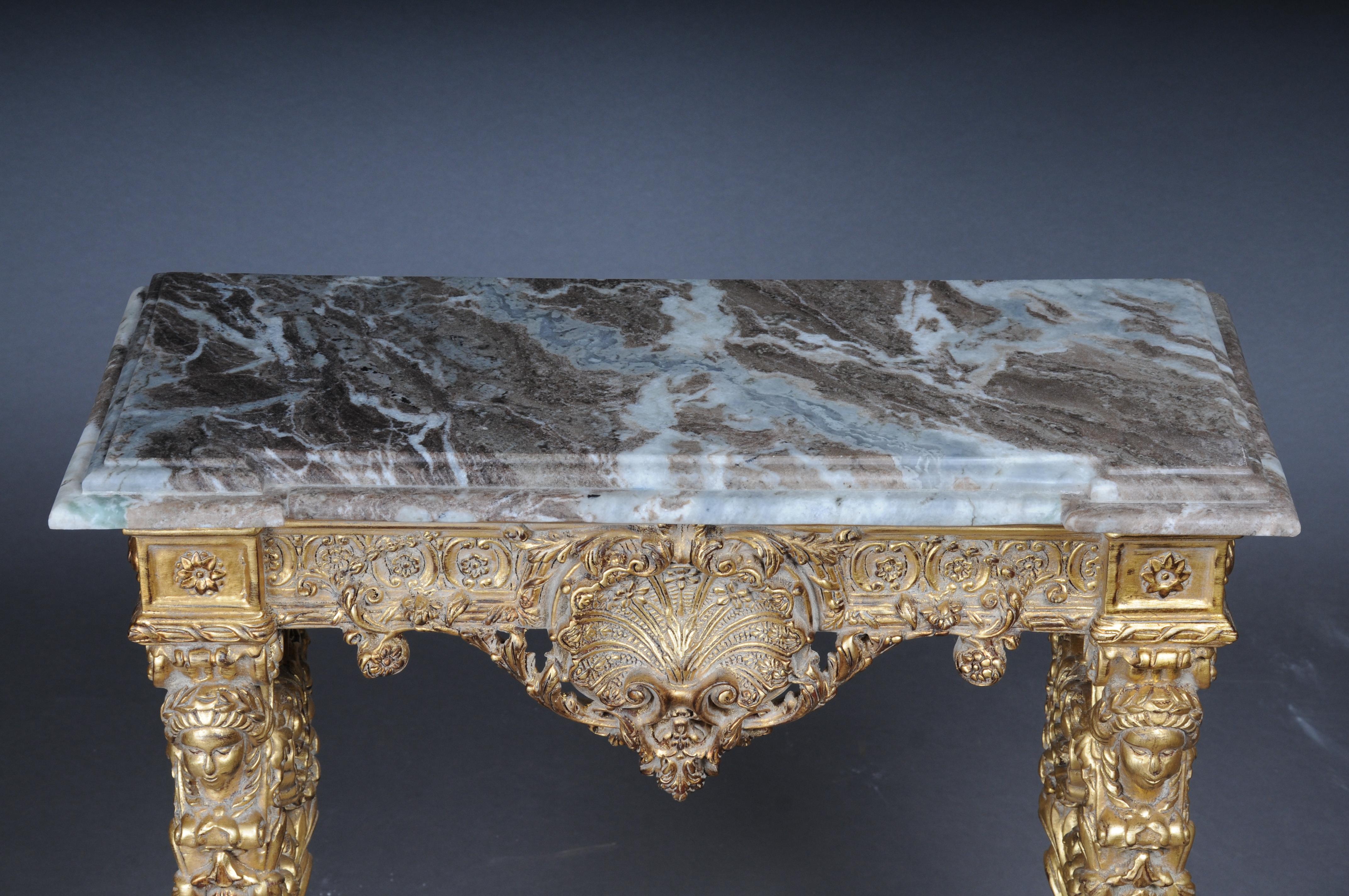 Marble 20th Century Impressive wall console gilded with marble, model after F. Linke #2 For Sale