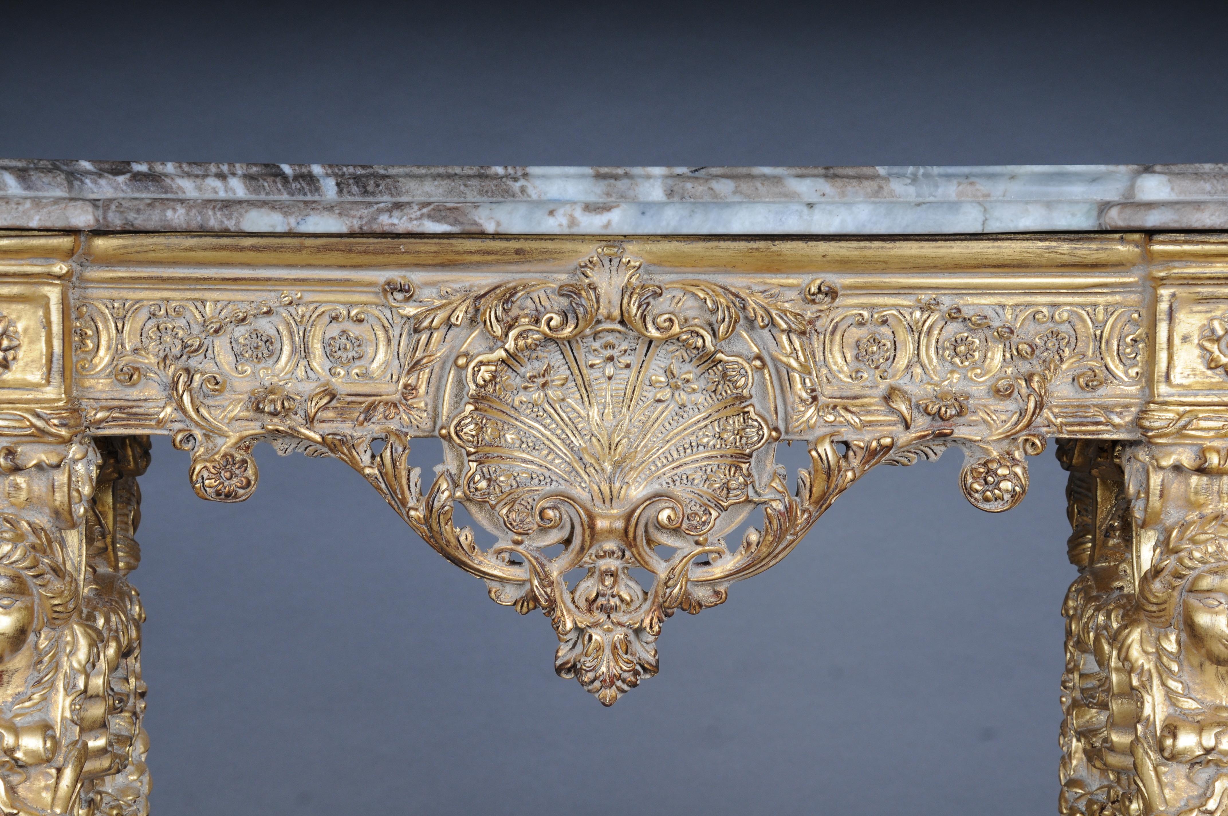 20th Century Impressive wall console gilded with marble, model after F. Linke #2 For Sale 1