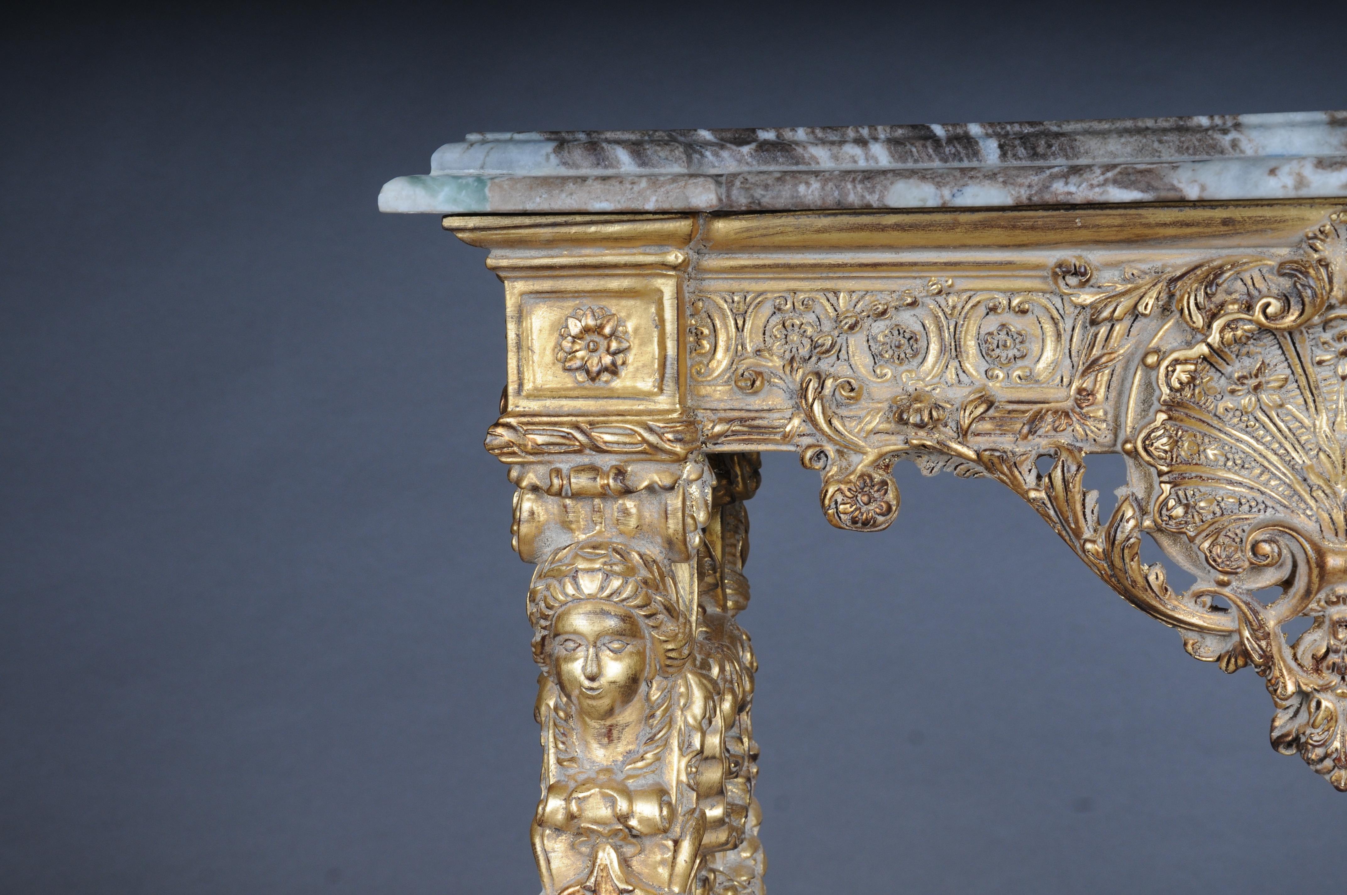 20th Century Impressive wall console gilded with marble, model after F. Linke #2 For Sale 2