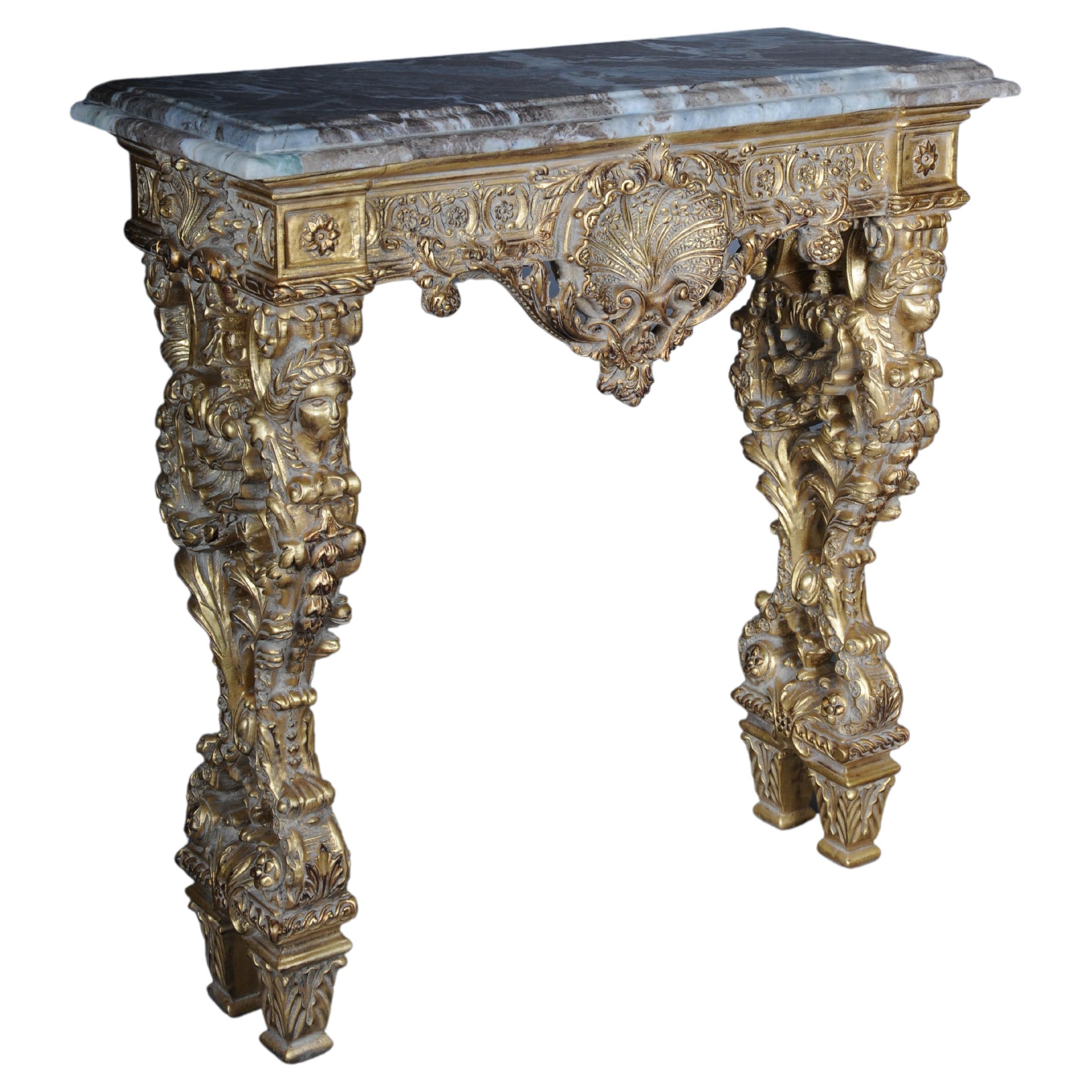 20th Century Impressive wall console gilded with marble, model after F. Linke #2 For Sale