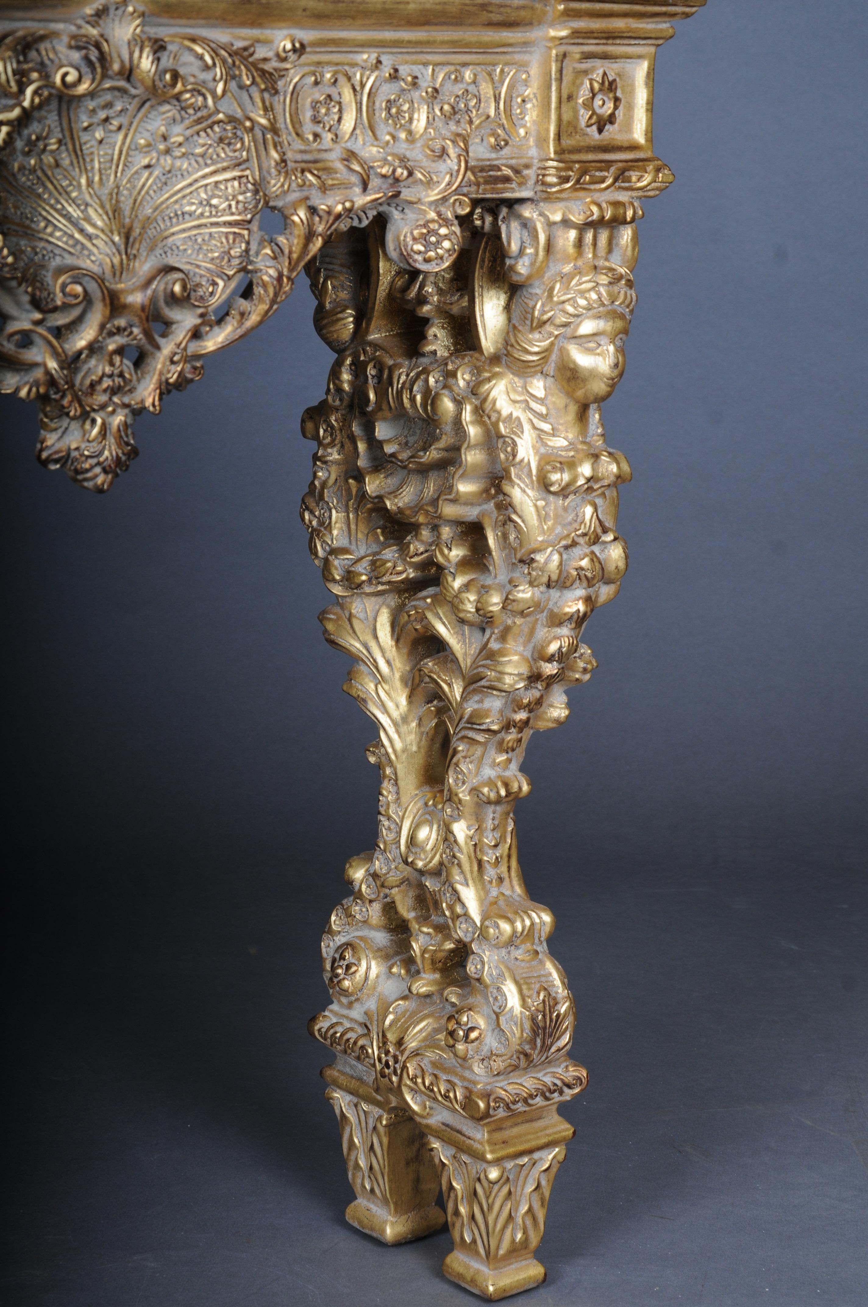 20th Century Impressive wall console gilded with marble, model after F. Linke For Sale 5
