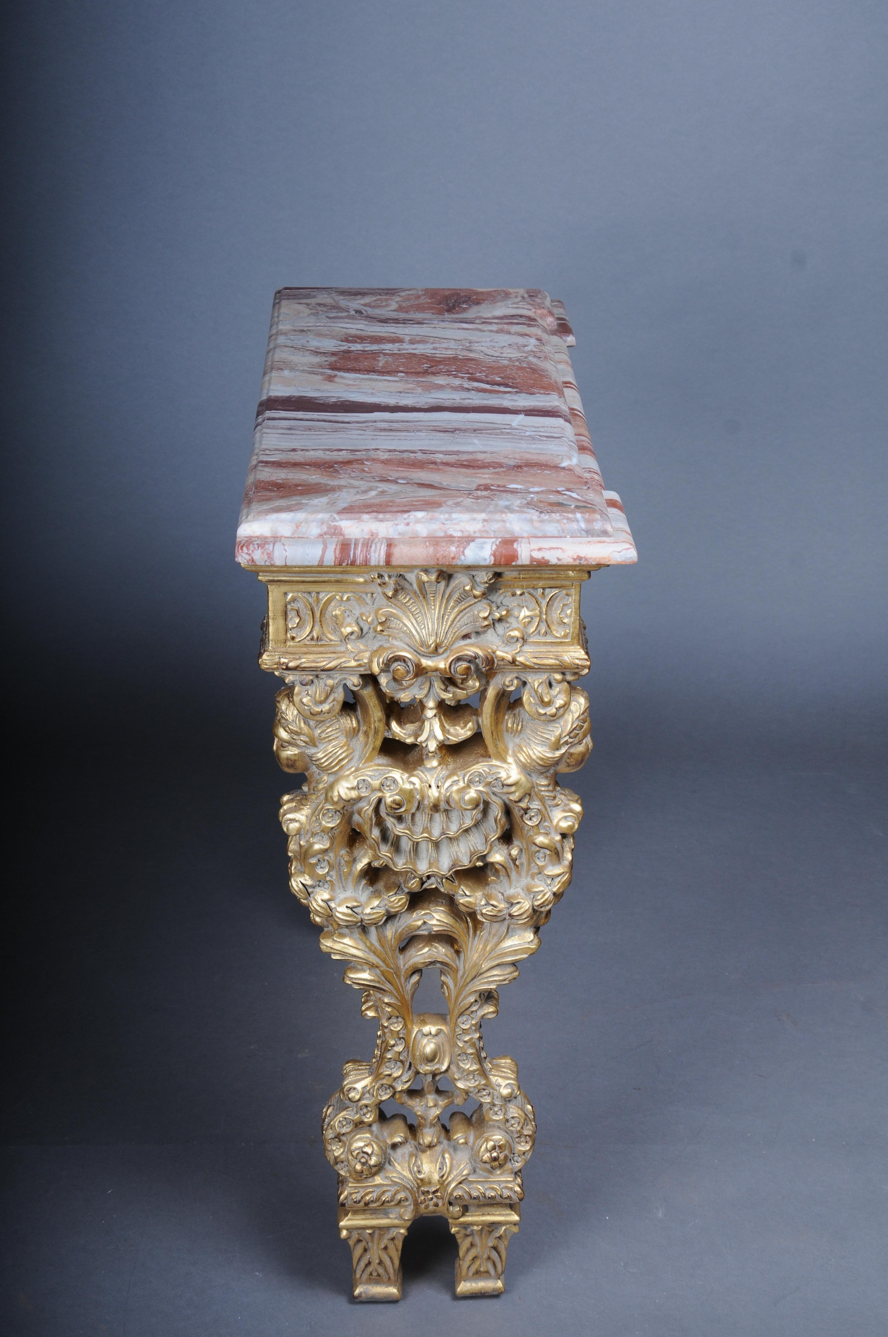 20th Century Impressive wall console gilded with marble, model after F. Linke For Sale 6