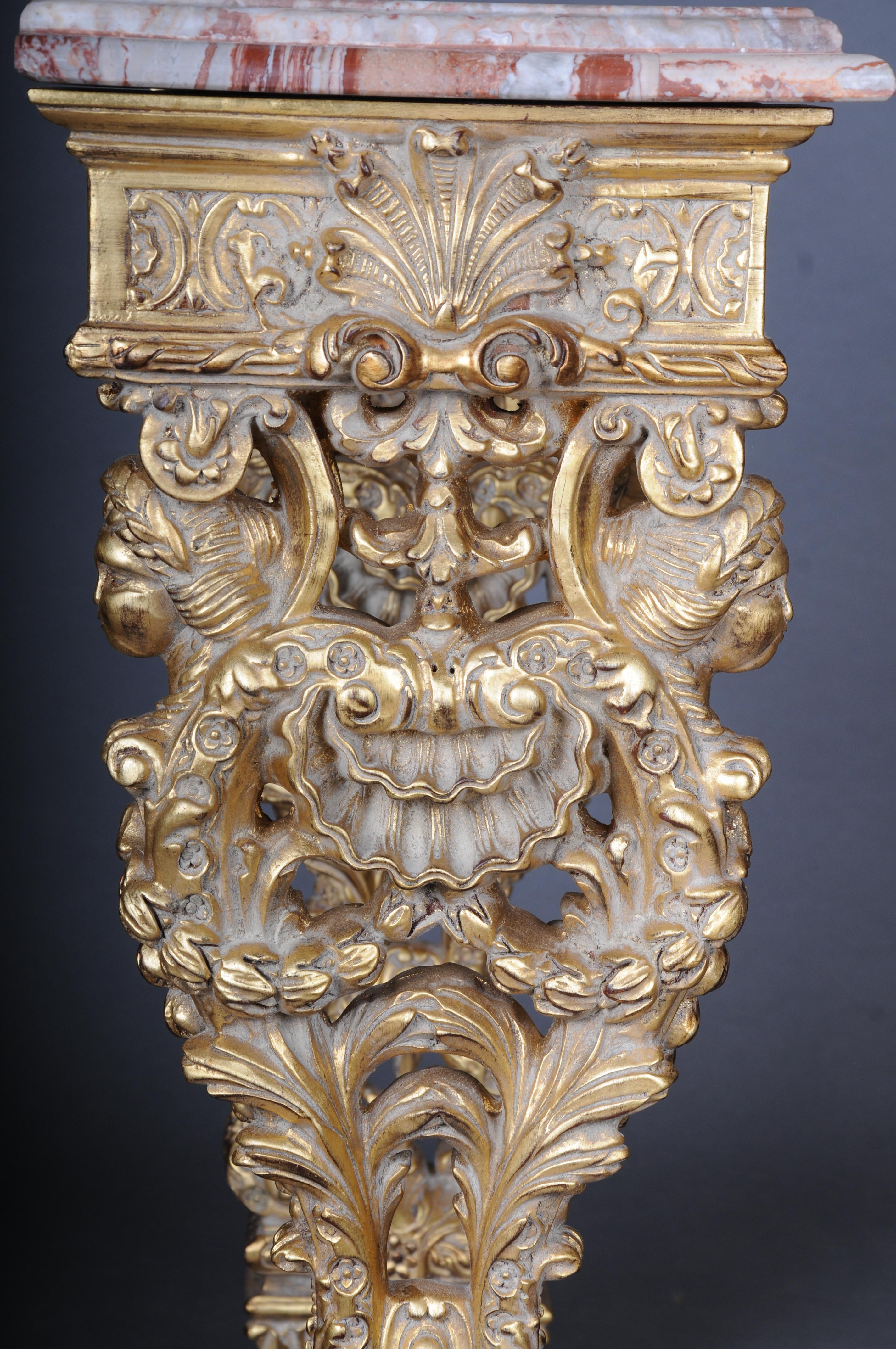 20th Century Impressive wall console gilded with marble, model after F. Linke For Sale 8