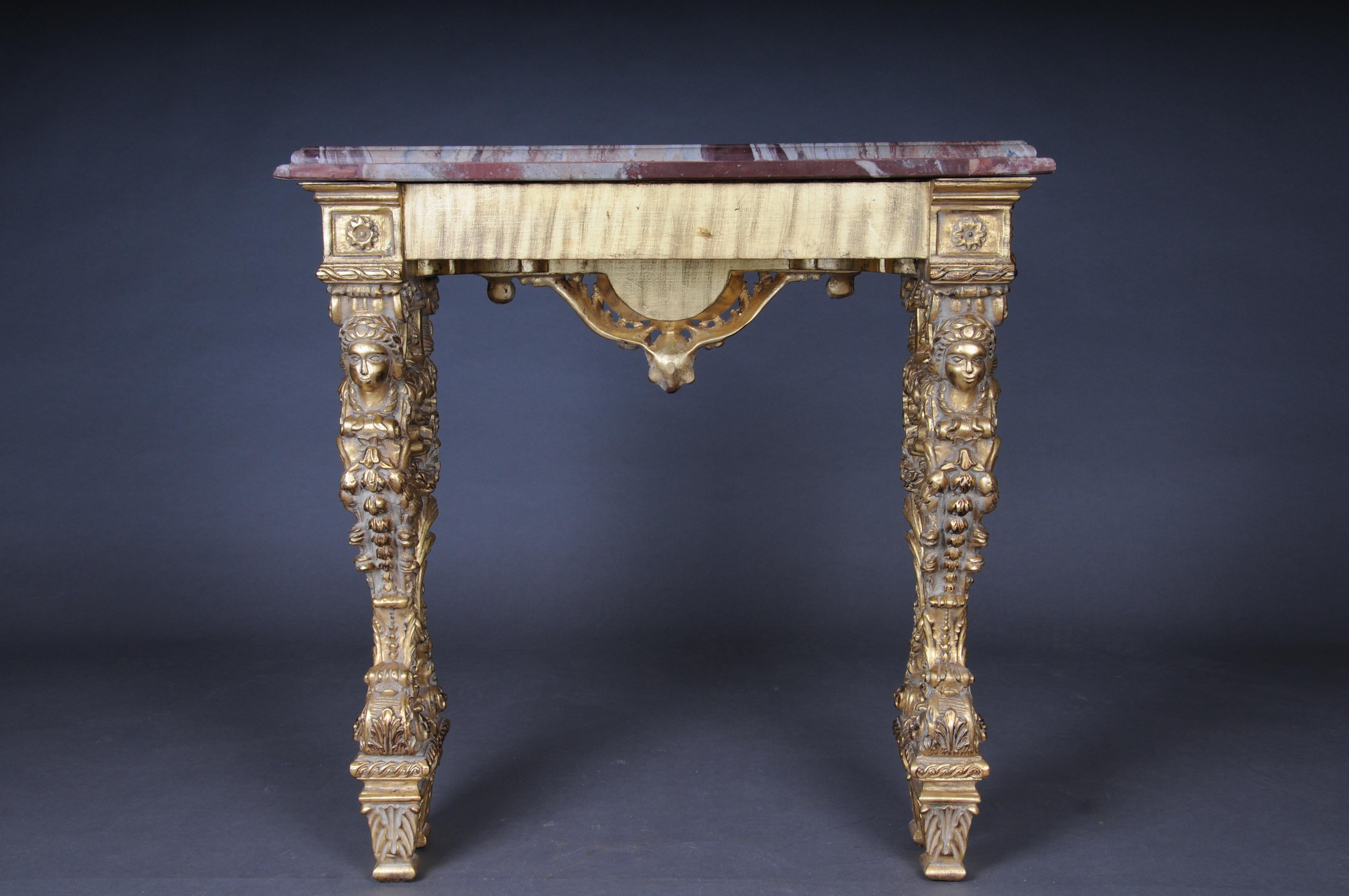 20th Century Impressive wall console gilded with marble, model after F. Linke For Sale 10
