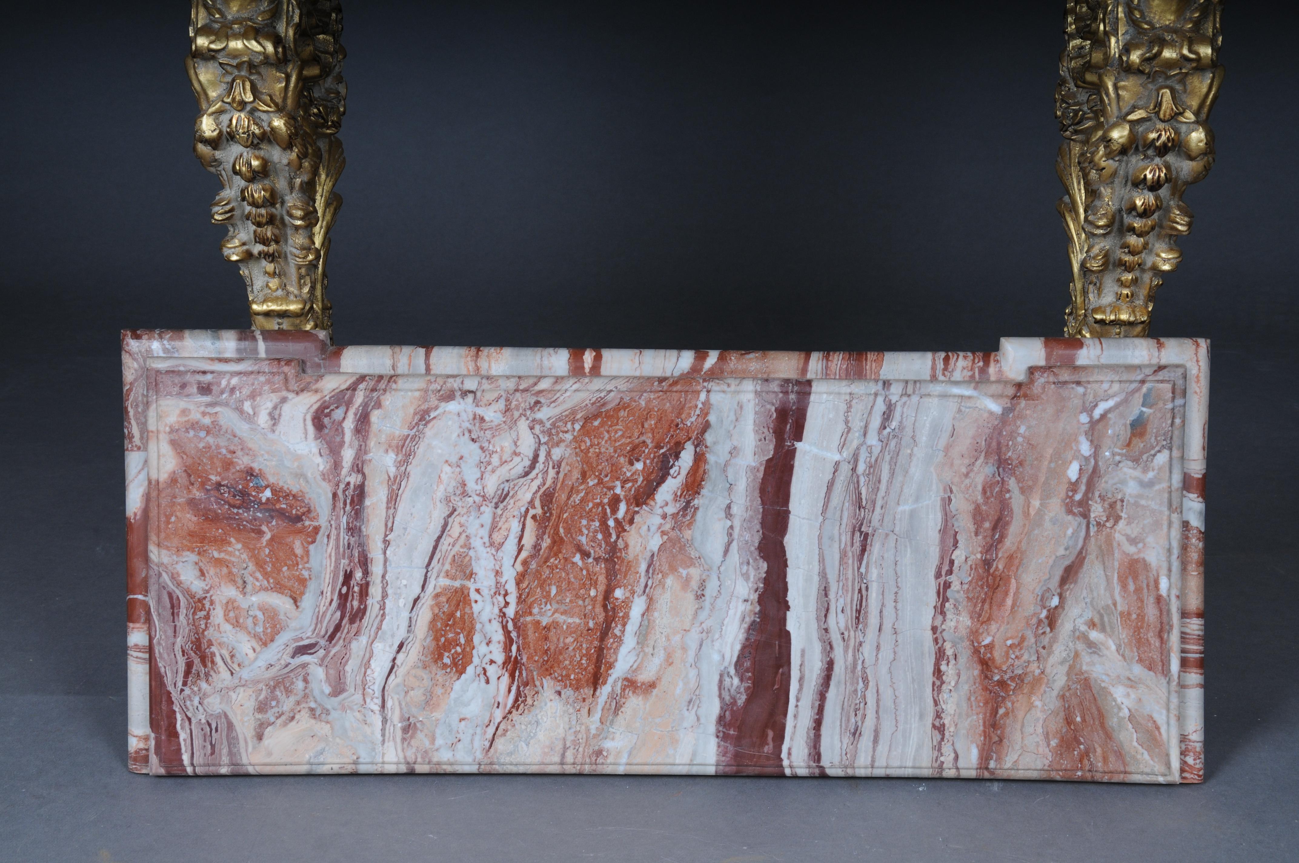 20th Century Impressive wall console gilded with marble, model after F. Linke For Sale 12