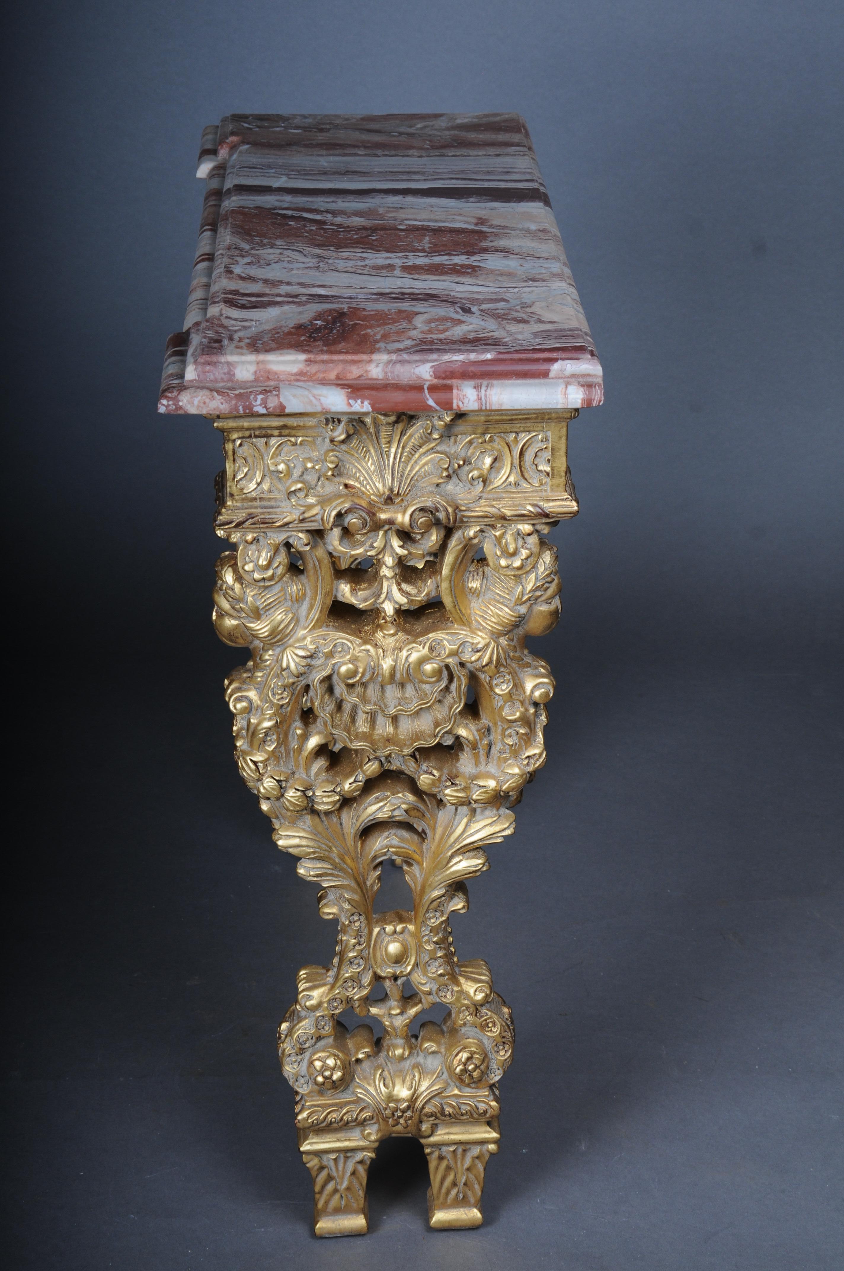 20th Century Impressive wall console gilded with marble, model after F. Linke For Sale 14