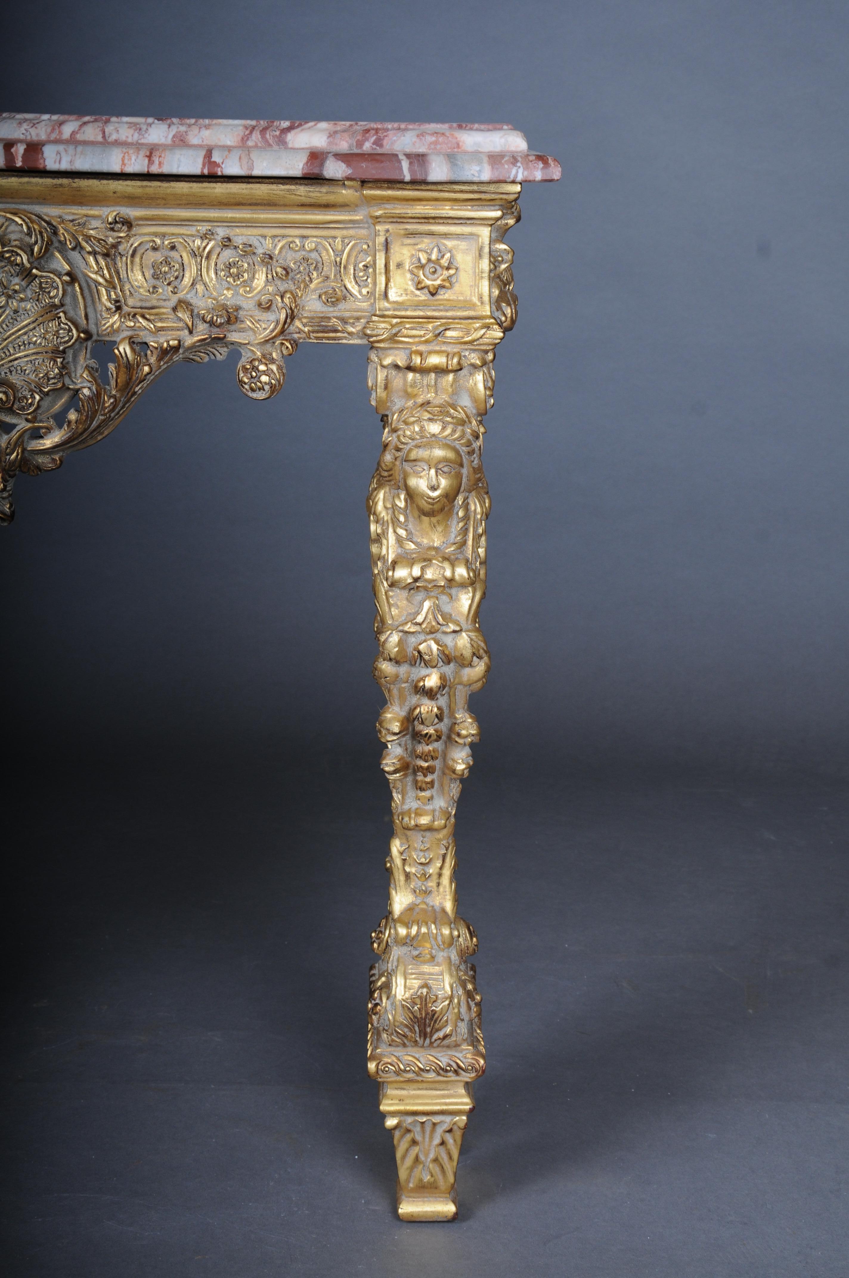 20th Century Impressive wall console gilded with marble, model after F. Linke For Sale 1