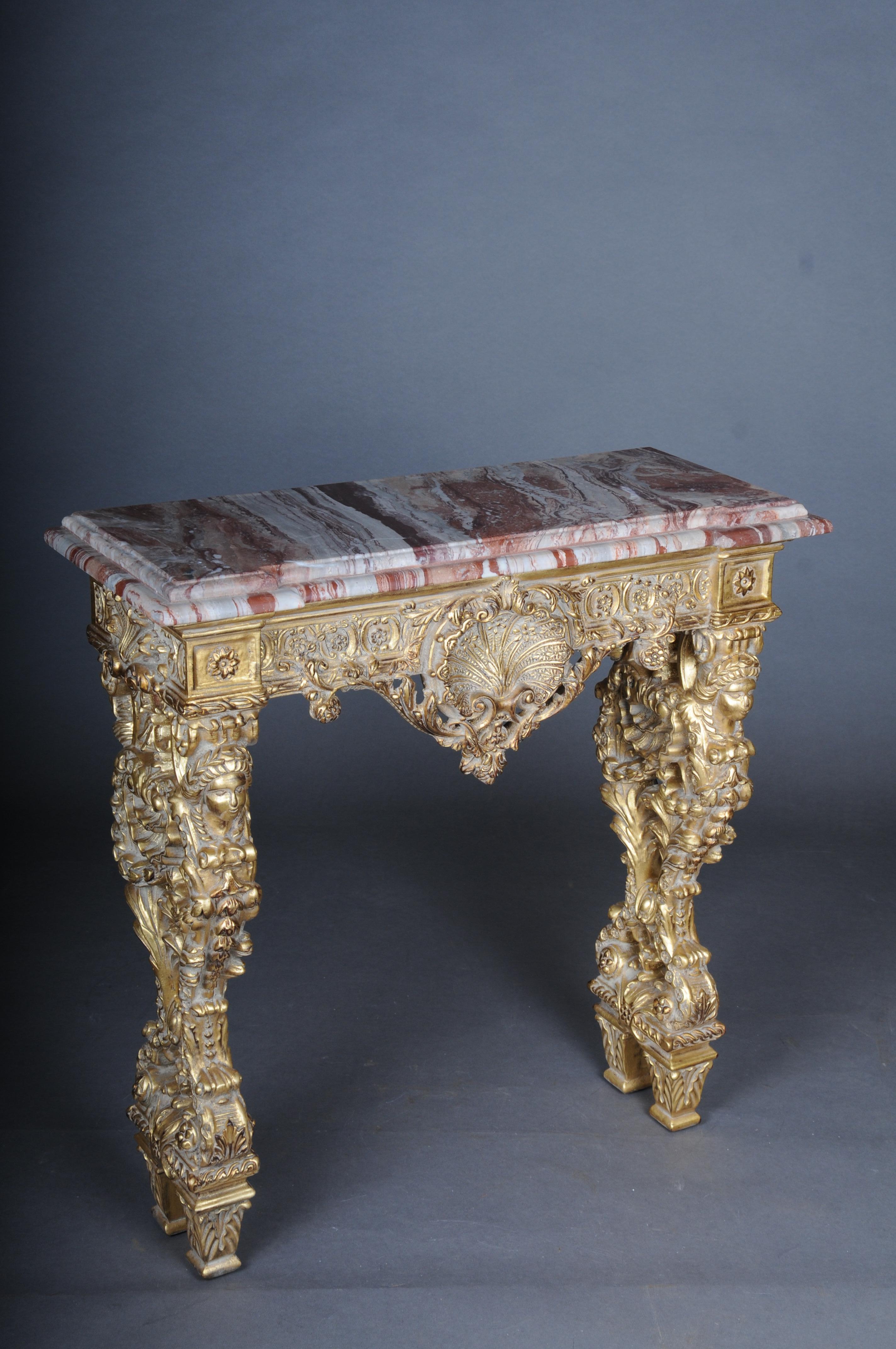 20th Century Impressive wall console gilded with marble, model after F. Linke For Sale 2